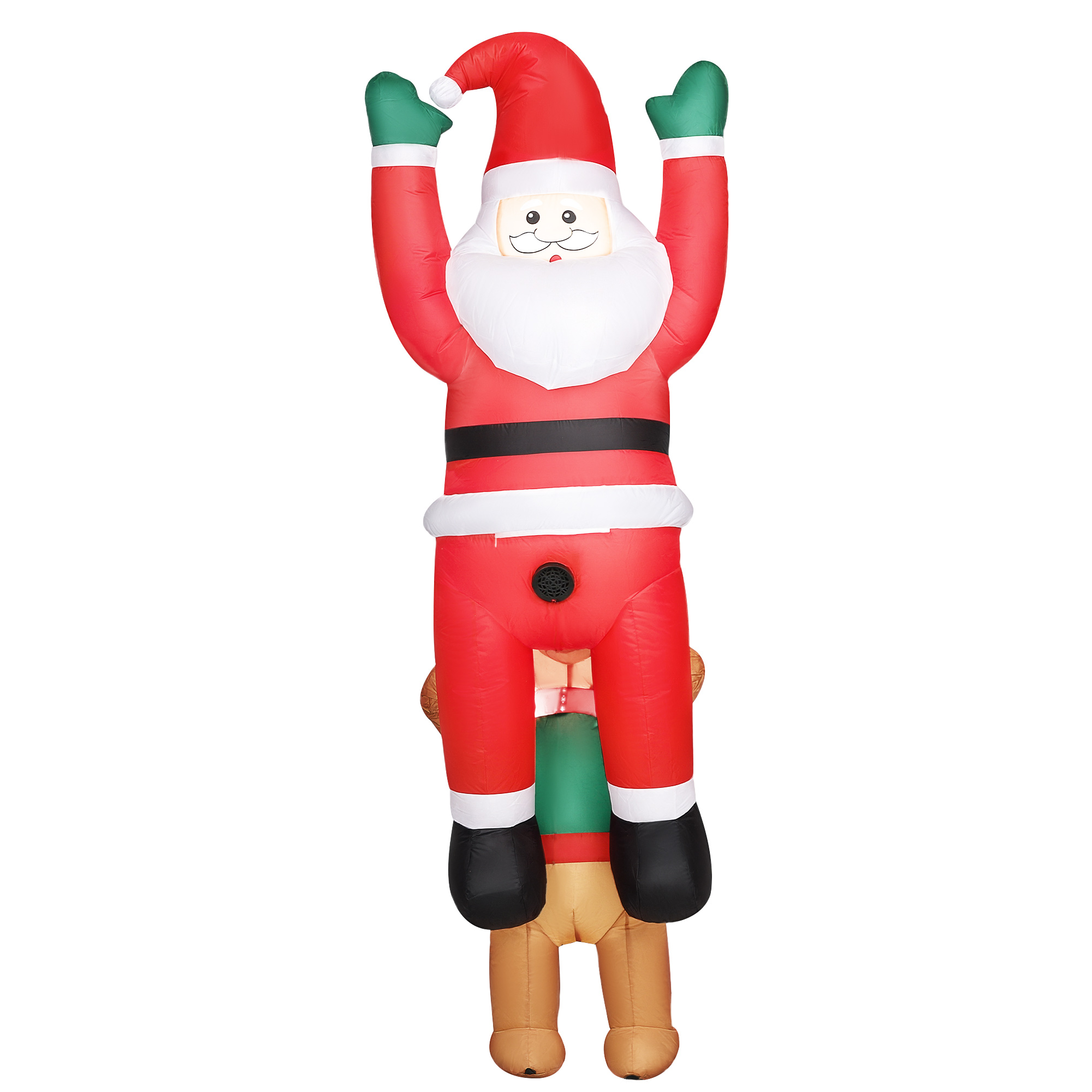 Aufblasbare Weihnachtsdeko Weihnachtsmann mit Hund, 214 cm, Rot