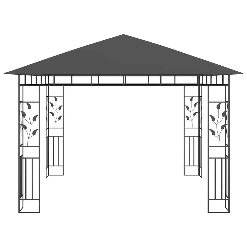 Pavillon 3x3 m Anthrazit mit Metallrahmen und Stoff-Sonnendach