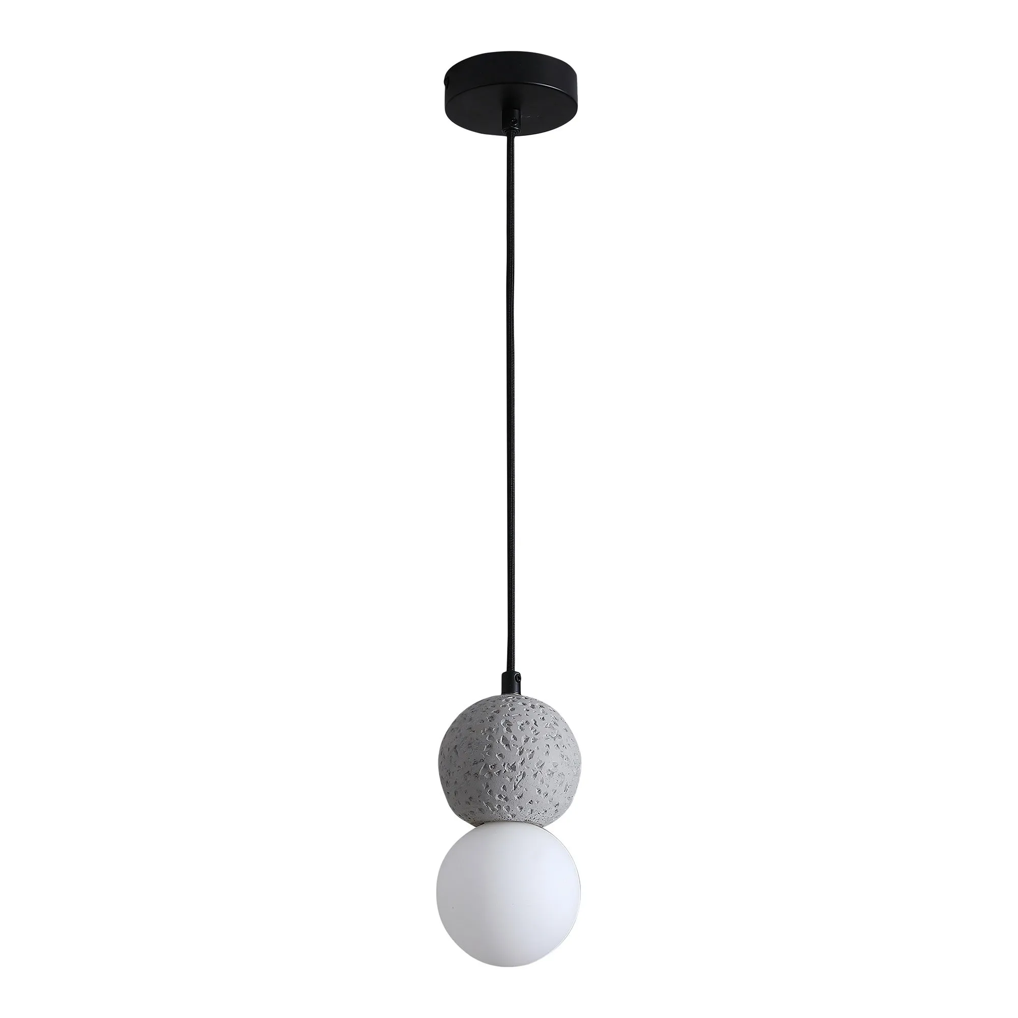 tinkaro Pendelleuchte Leeds Glas, Zement Grau