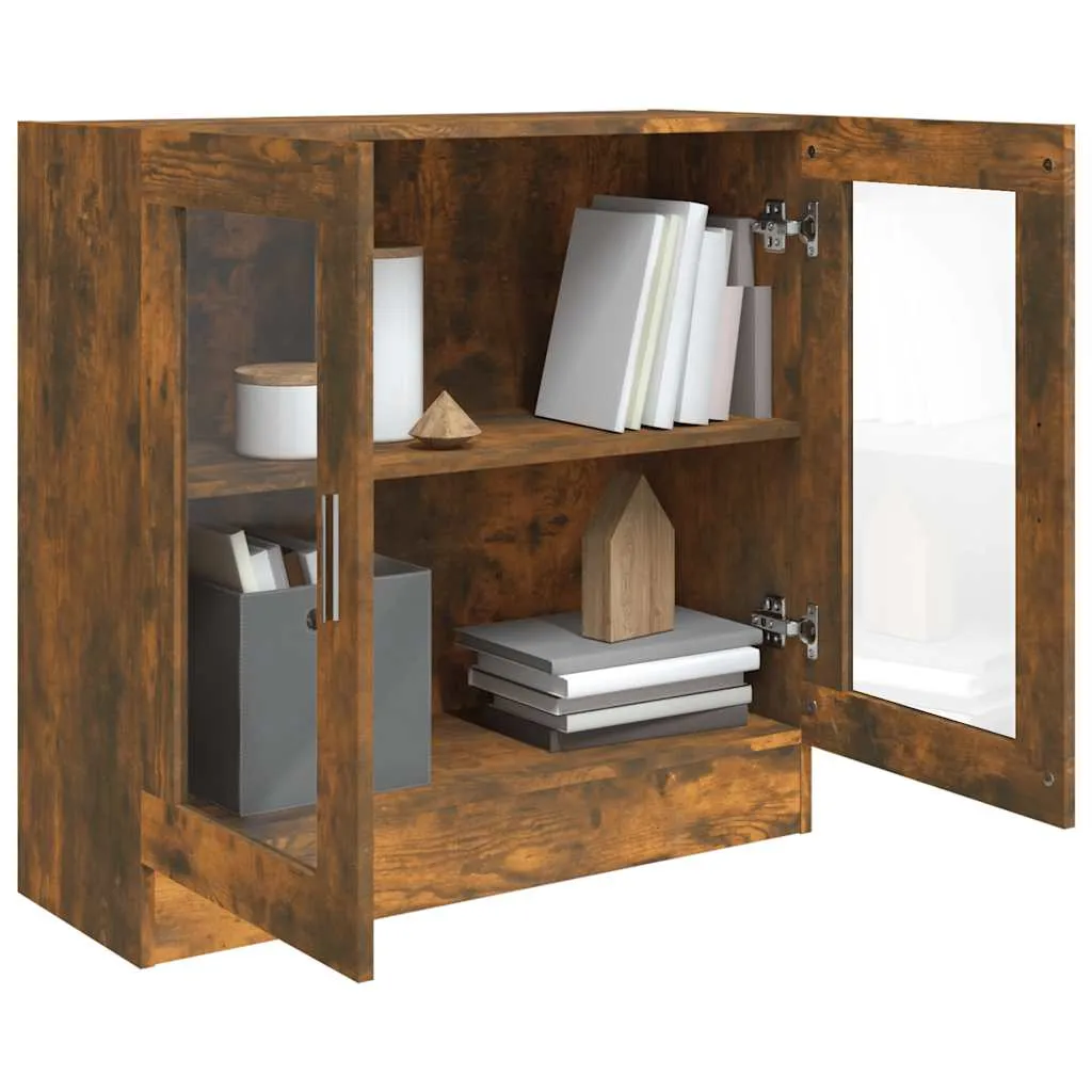 Vitrinenschrank 82,5x30,5x80 cm in Räuchereiche mit 2 Fächern und Glastüren