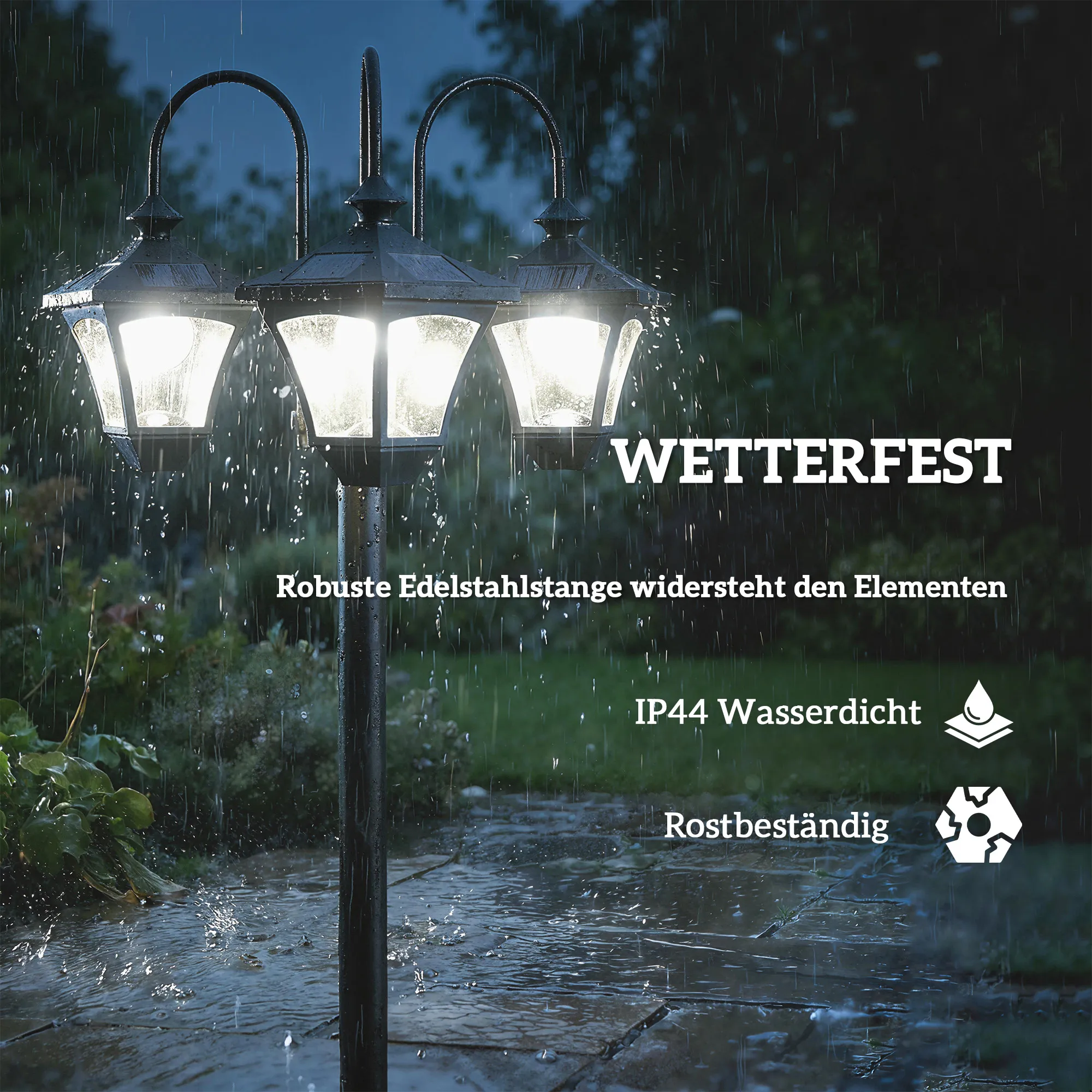 Solar Gartenlaterne mit Pflanzkübel, höhenverstellbar, Schwarz