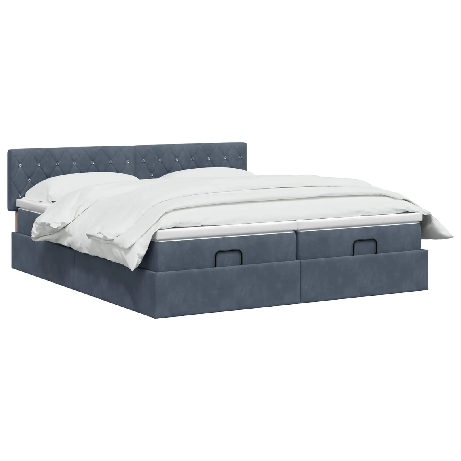 Ottoman Bett mit Matratze 203 x 200 x 88 cm Dunkelgrau