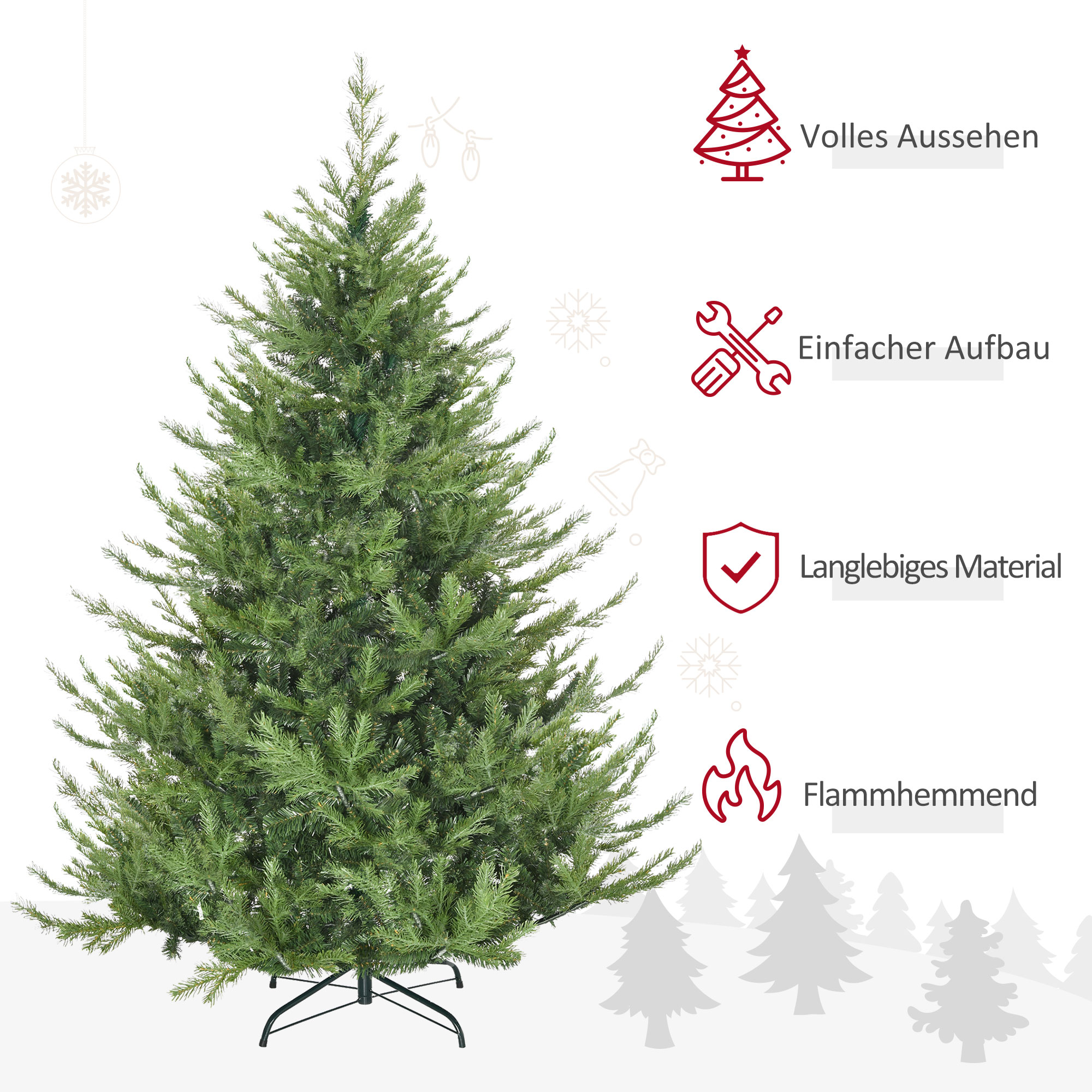 Kunsttanne Weihnachtsbaum realistisch Kunststoff Grün 180 cm