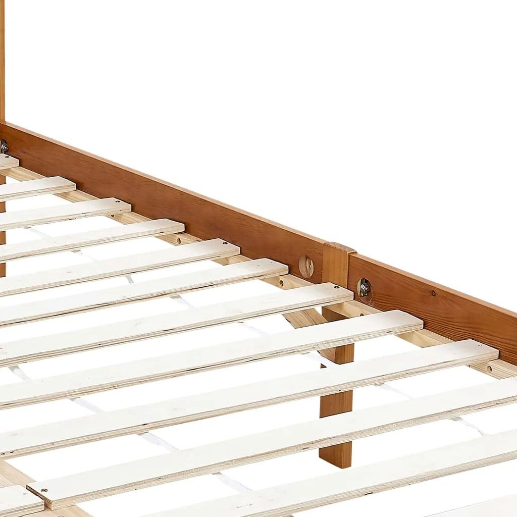 Himmelbettrahmen aus Massivholz, Honigbraun 204 x 94 x 200 cm