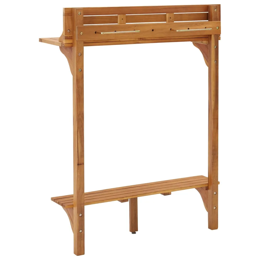 Holz-Bartisch aus Echtholz mit Metallhalterungen 90x37x122,5 cm