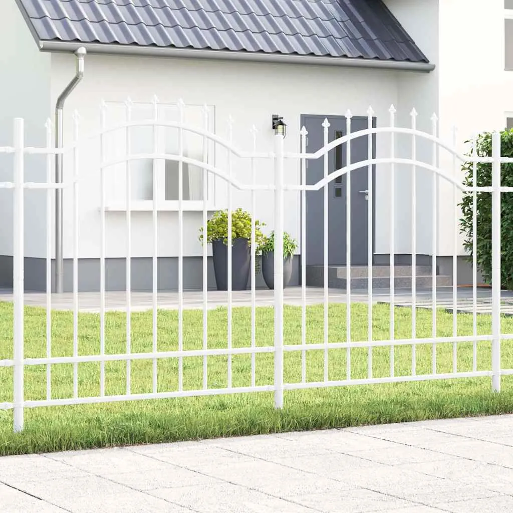Moderner weißer Gartenzaun 240 x 165 cm aus pulverbeschichtetem Stahl