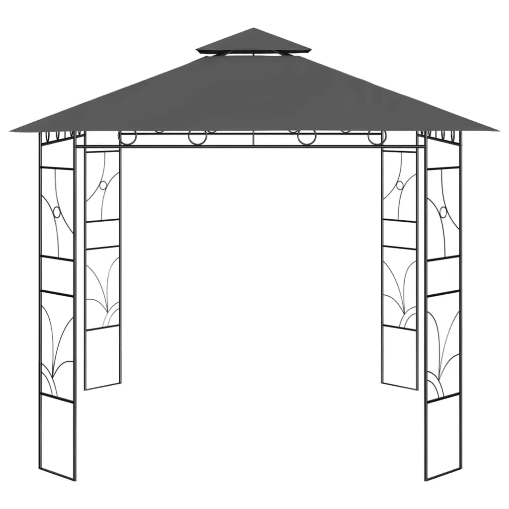 Outdoor-Pavillon 300x300x270 cm Anthrazit mit Stahlgestell und PA-beschichtetem Stoff