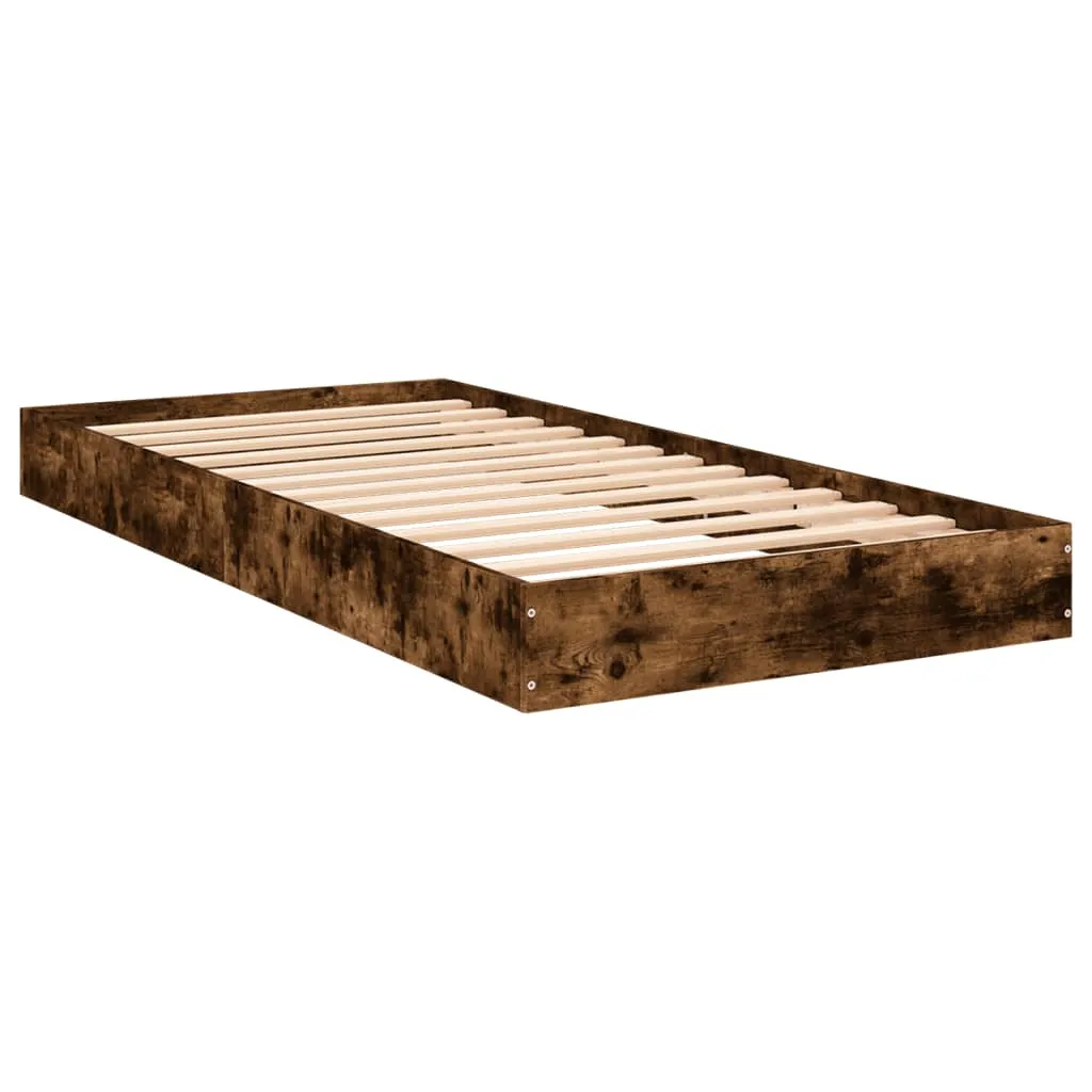 Bettgestell Räuchereiche 193x78x17 cm aus Holzwerkstoff
