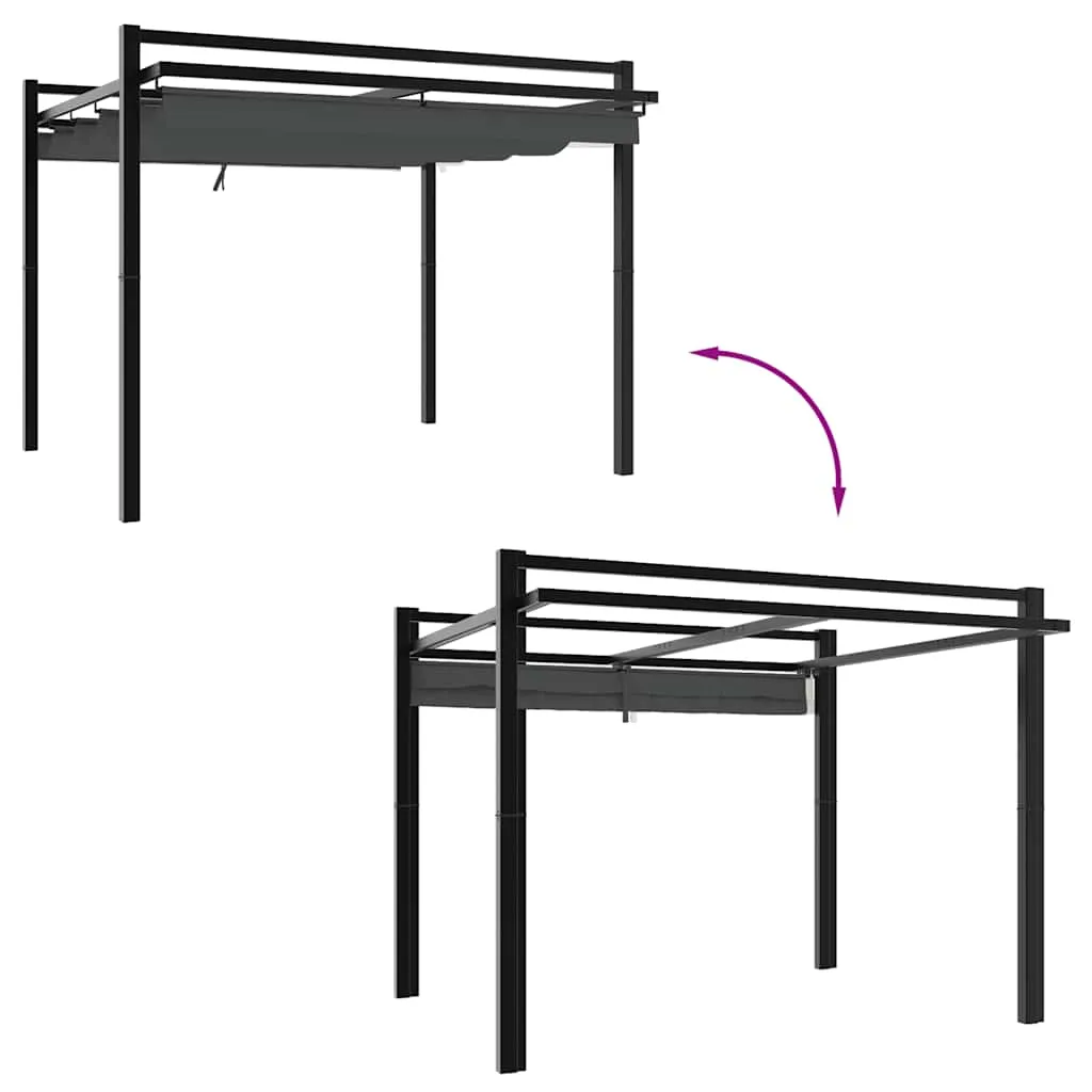 Gartenpavillon 309,5x297x233 cm Anthrazit mit Aluminiumrahmen und einziehbarem Dach