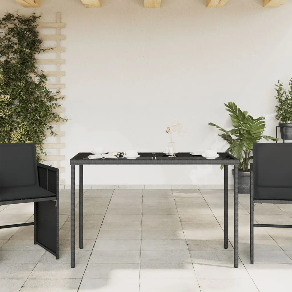 Gartentisch mit Glasplatte 115x54x74 cm Schwarz