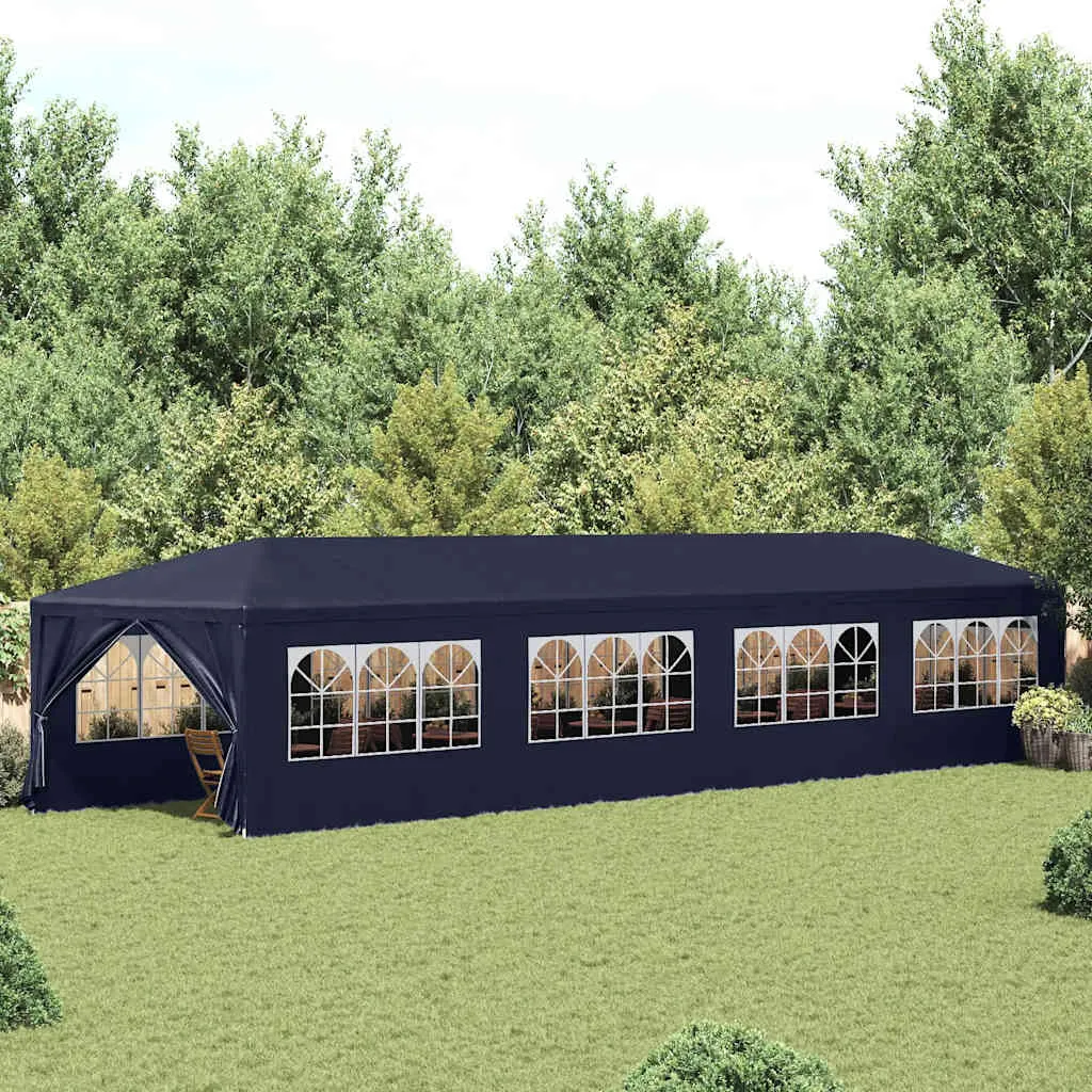 Blaues Gartenzelt 12x3x2,55 m mit Stahlrahmen und abnehmbaren Seitenteilen