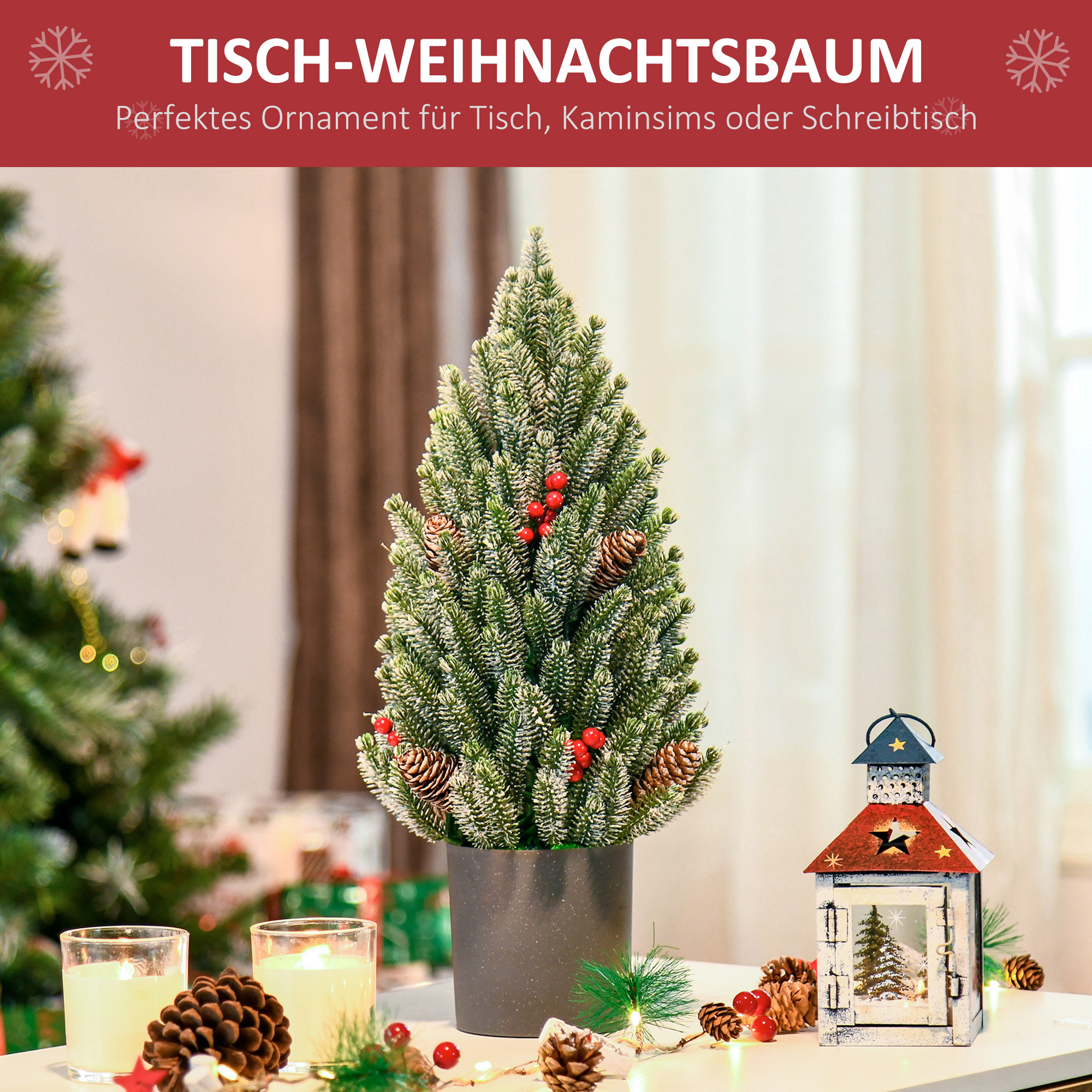 Mini Weihnachtsbaum künstlich mit Übertopf, 50 cm, Grün