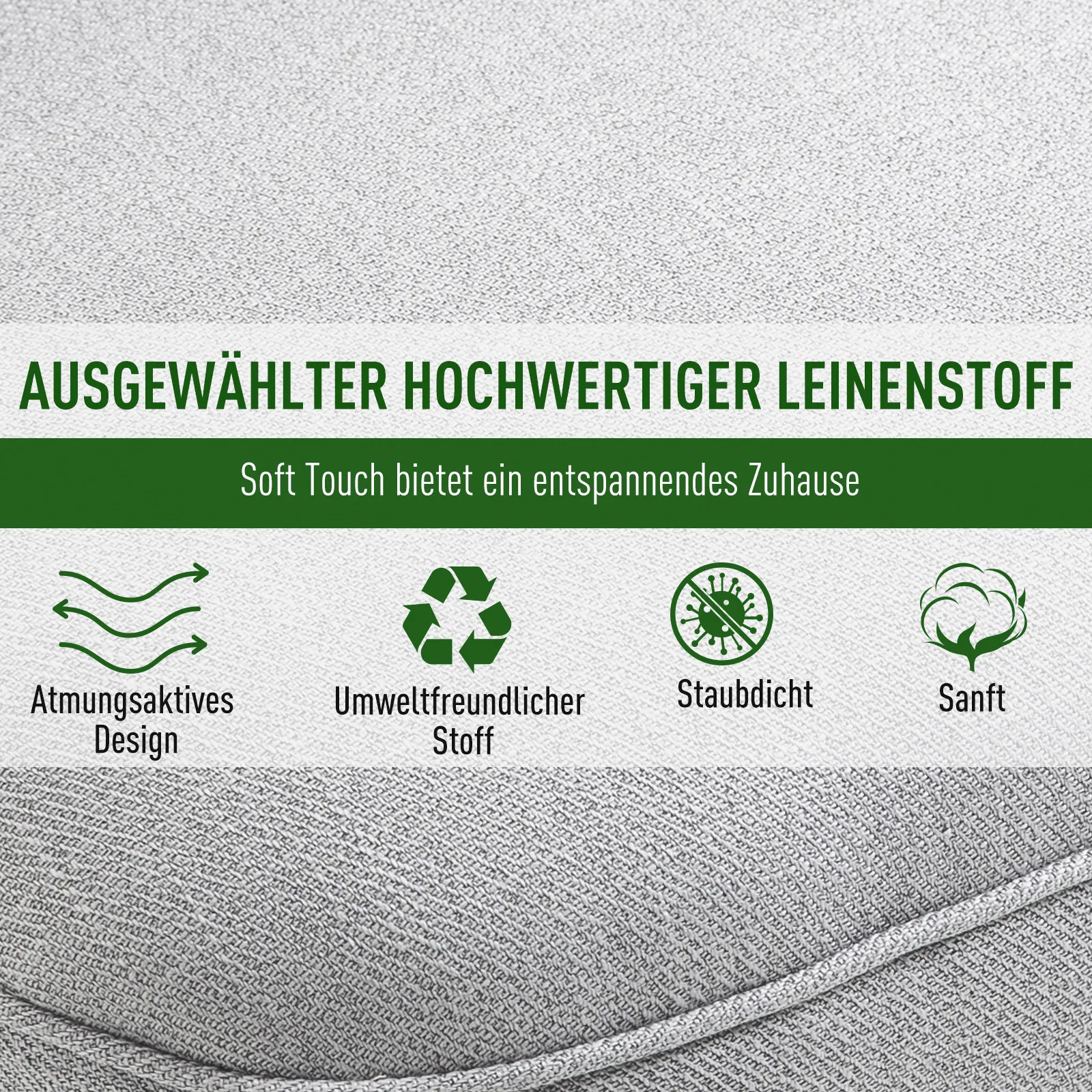 Sessel Wohnzimmer Relaxsessel Loungesessel Ruhesessel mit Rückenkissen, Holzbeine, Lesesessel mit Leinenoptik, Polstersessel für Schlafzimmer, Grau