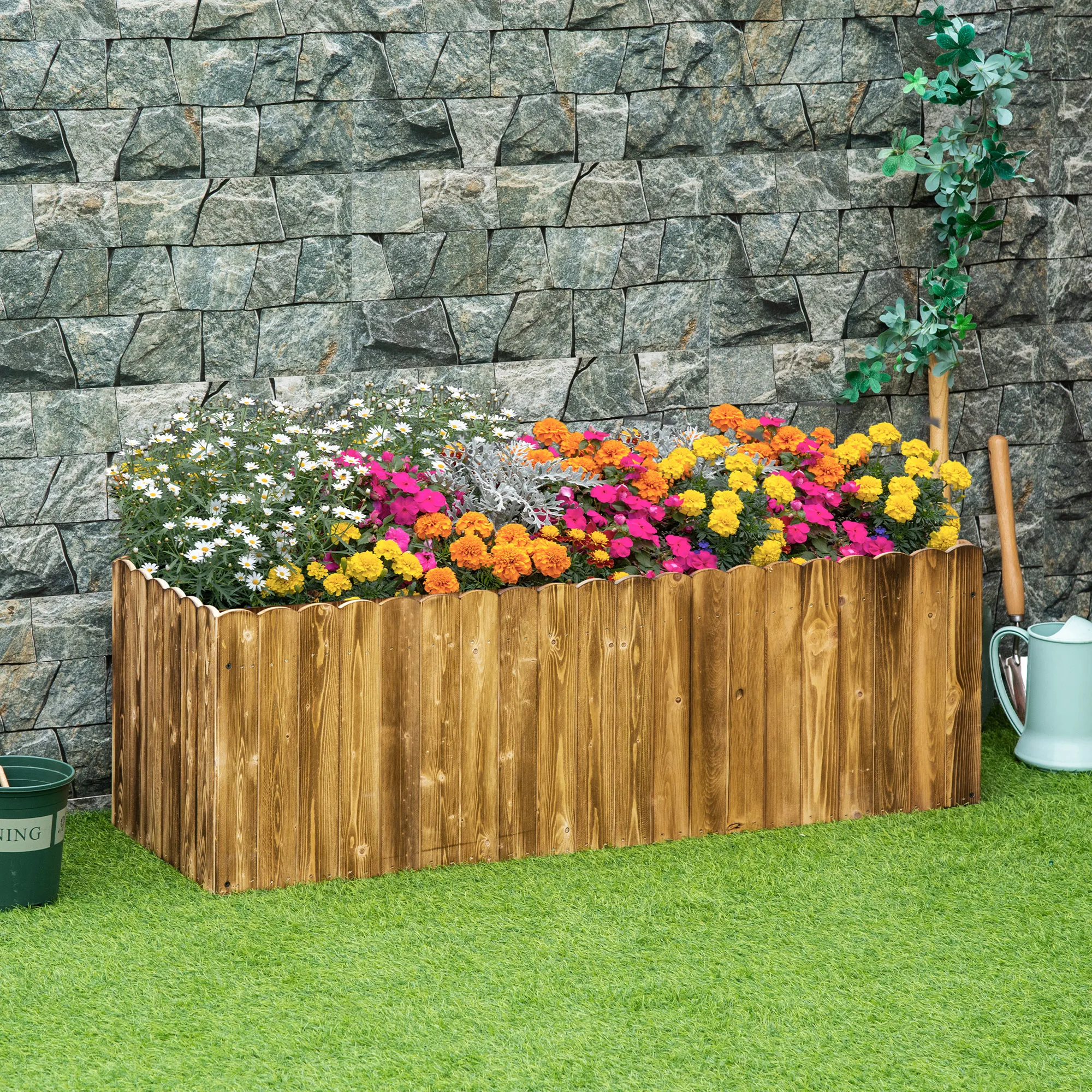 Erhöhtes Gartenbeet 120L x 40B x 40H cm in Verkohlter Optik