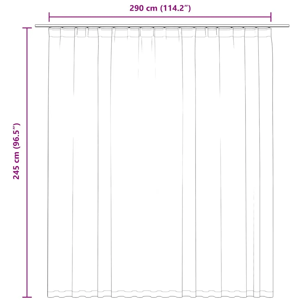 Beiger Vorhang 290 x 245 cm mit Metallhaken, 100% Polyester