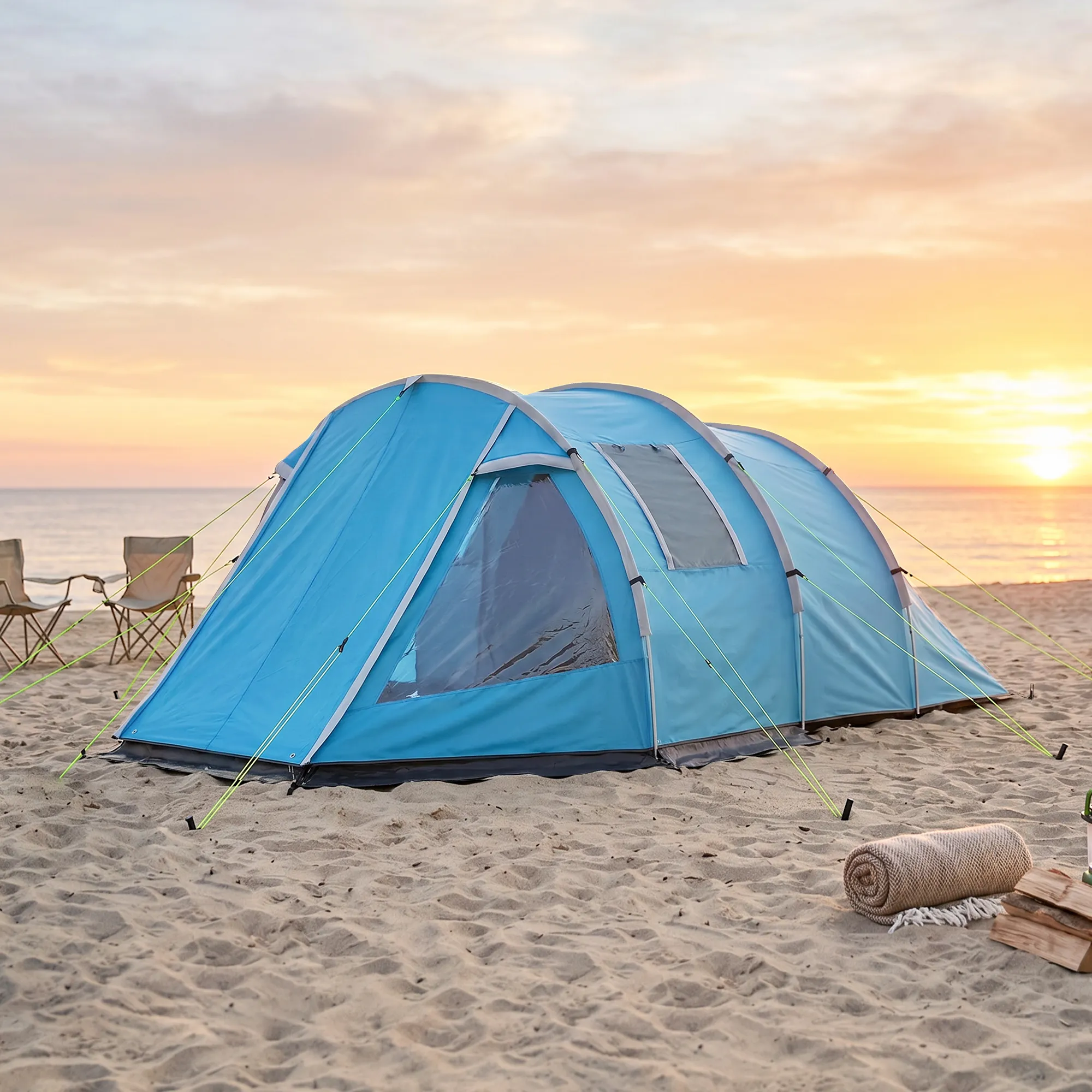 Familienzelt 3-4 Personen 475x264x172 cm Blau
