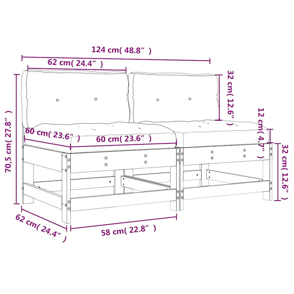 Modulares Gartensofa aus Massivholz, 62 x 62 x 70,5 cm, Beige