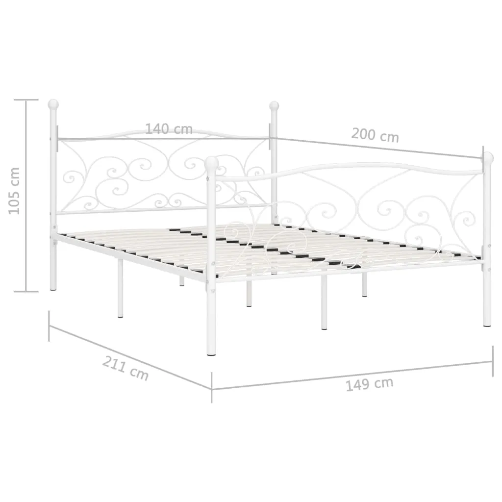 Metallbettgestell Weiß 211x149x105 cm mit Lattenrost