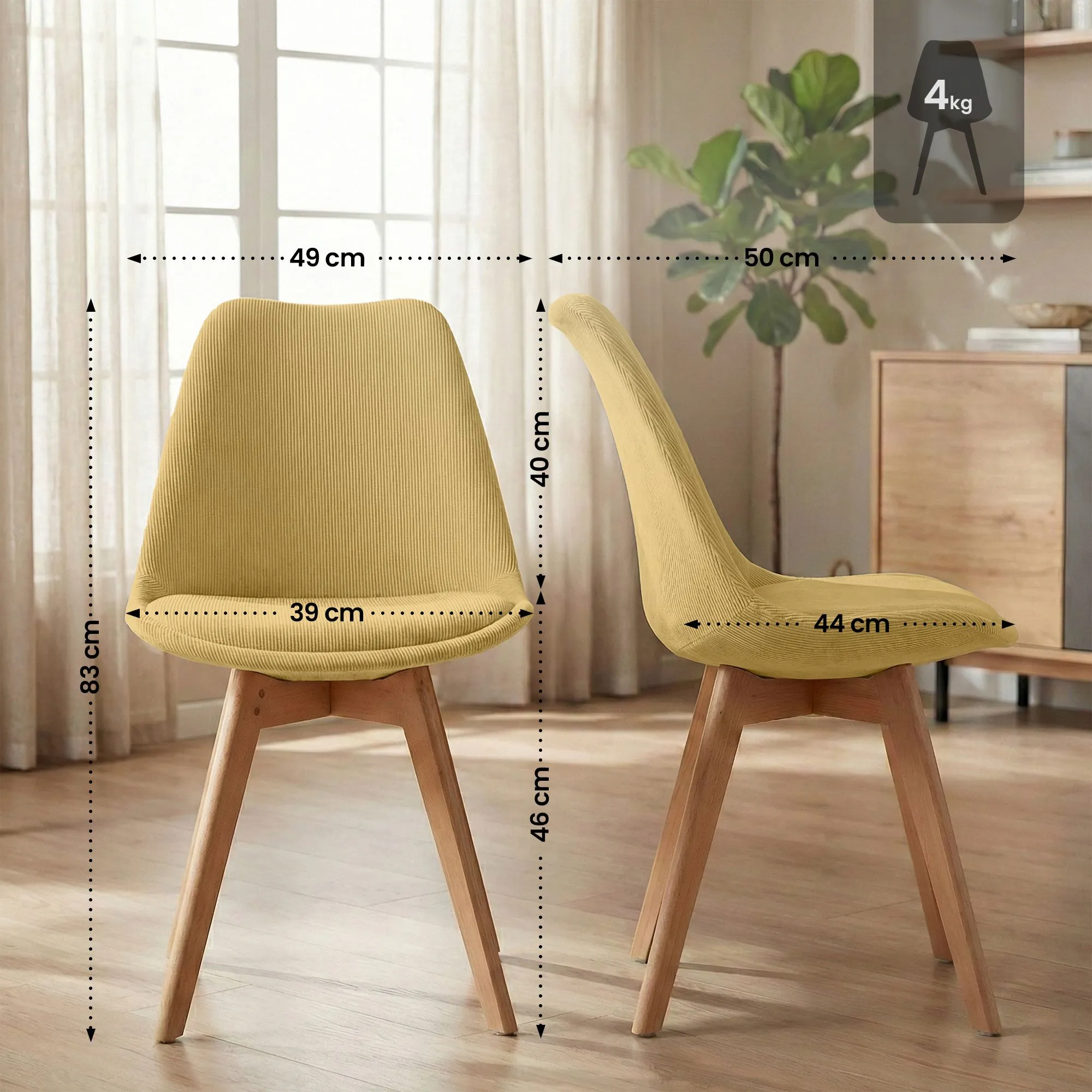 Hocker Kunstleder Massivholz 83x49x50 cm gelb