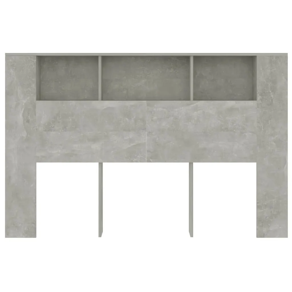Kopfteil-Regal Betongrau 160 x 18,5 x 104,5 cm mit Stauraum