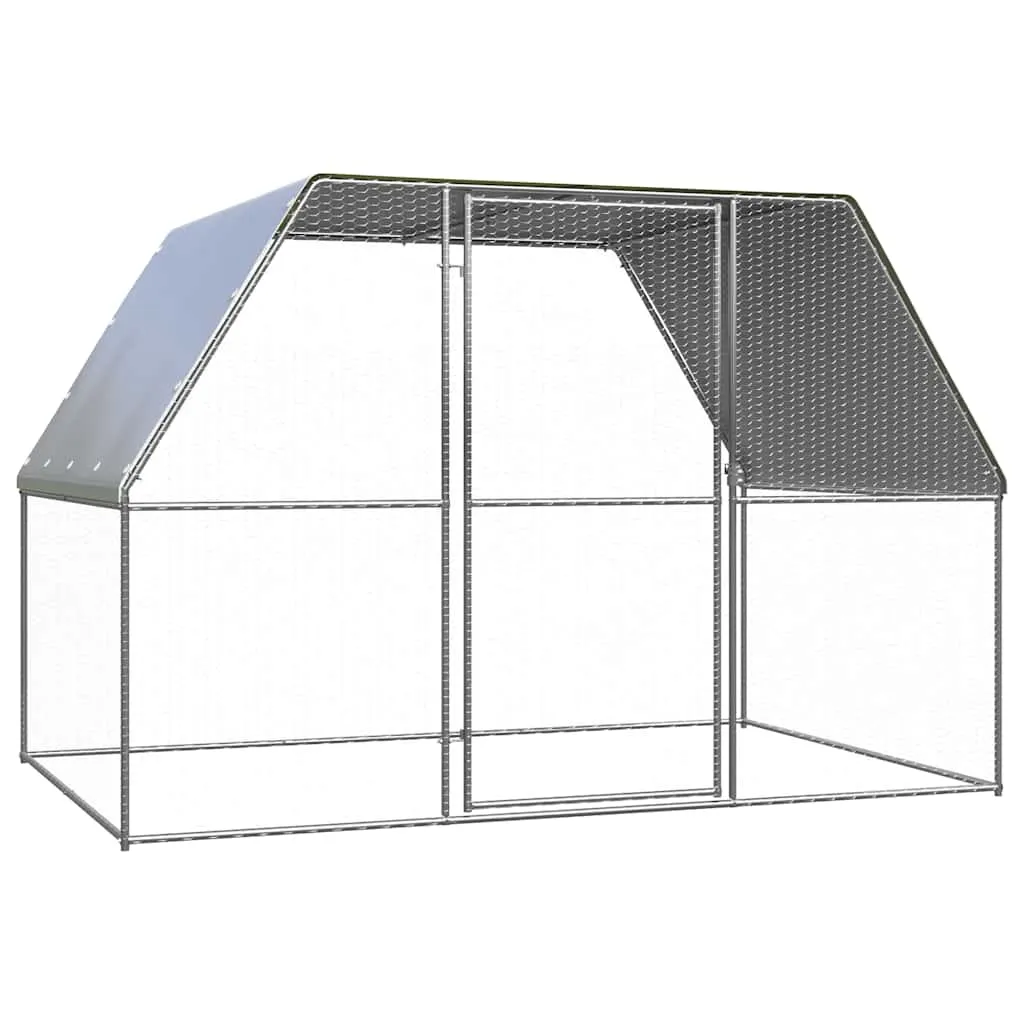 Hühnerkäfig 3x2x2 m in Silber und Grau mit verzinktem Stahlrahmen