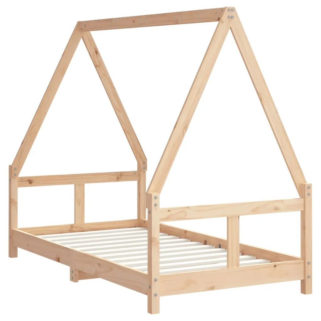 Kinderbett Hausform aus massivem Kiefernholz 165,5x85,5x133 cm natur