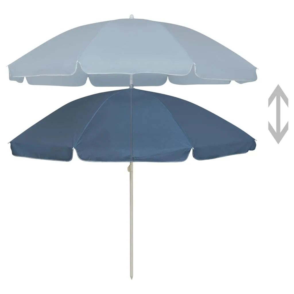 Blauer Strandschirm aus Polyester 240 cm Durchmesser, 220 cm Höhe