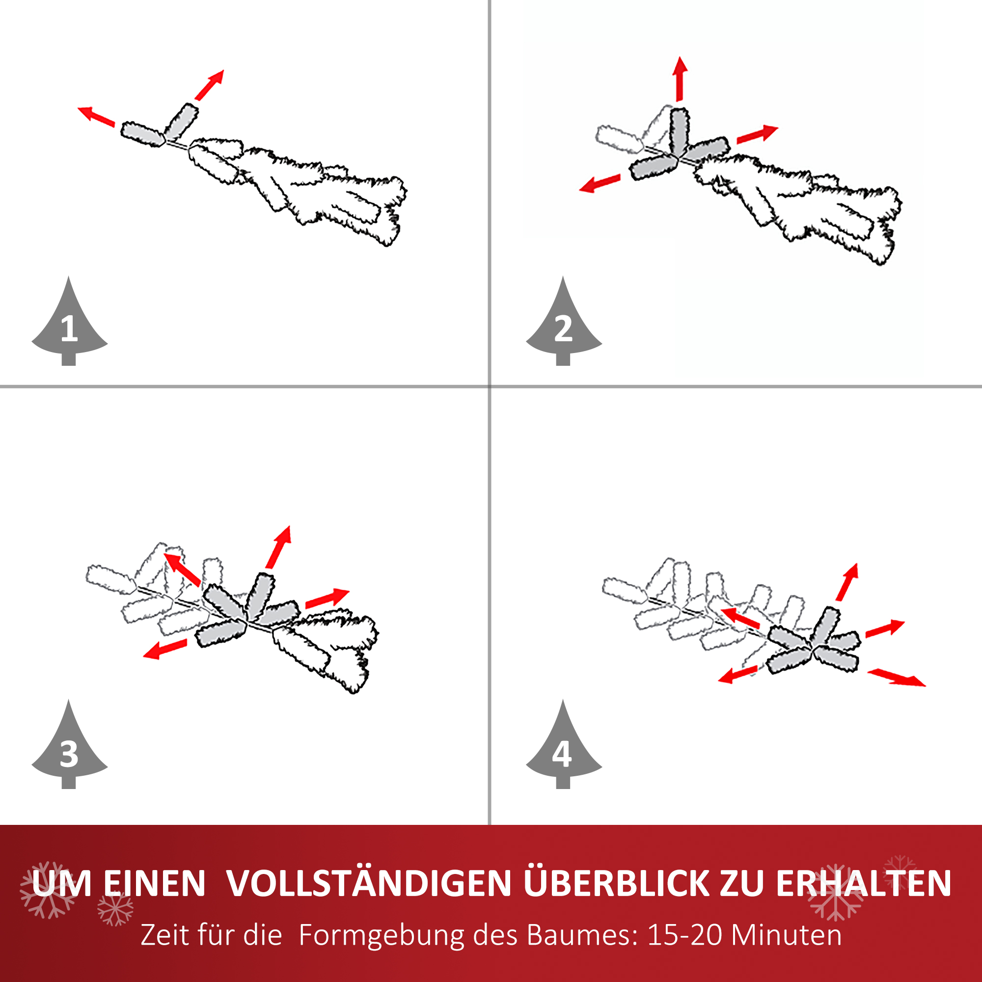 Künstlicher Weihnachtsbaum 120 cm mit LED und Glasfaser Weiß-Blau