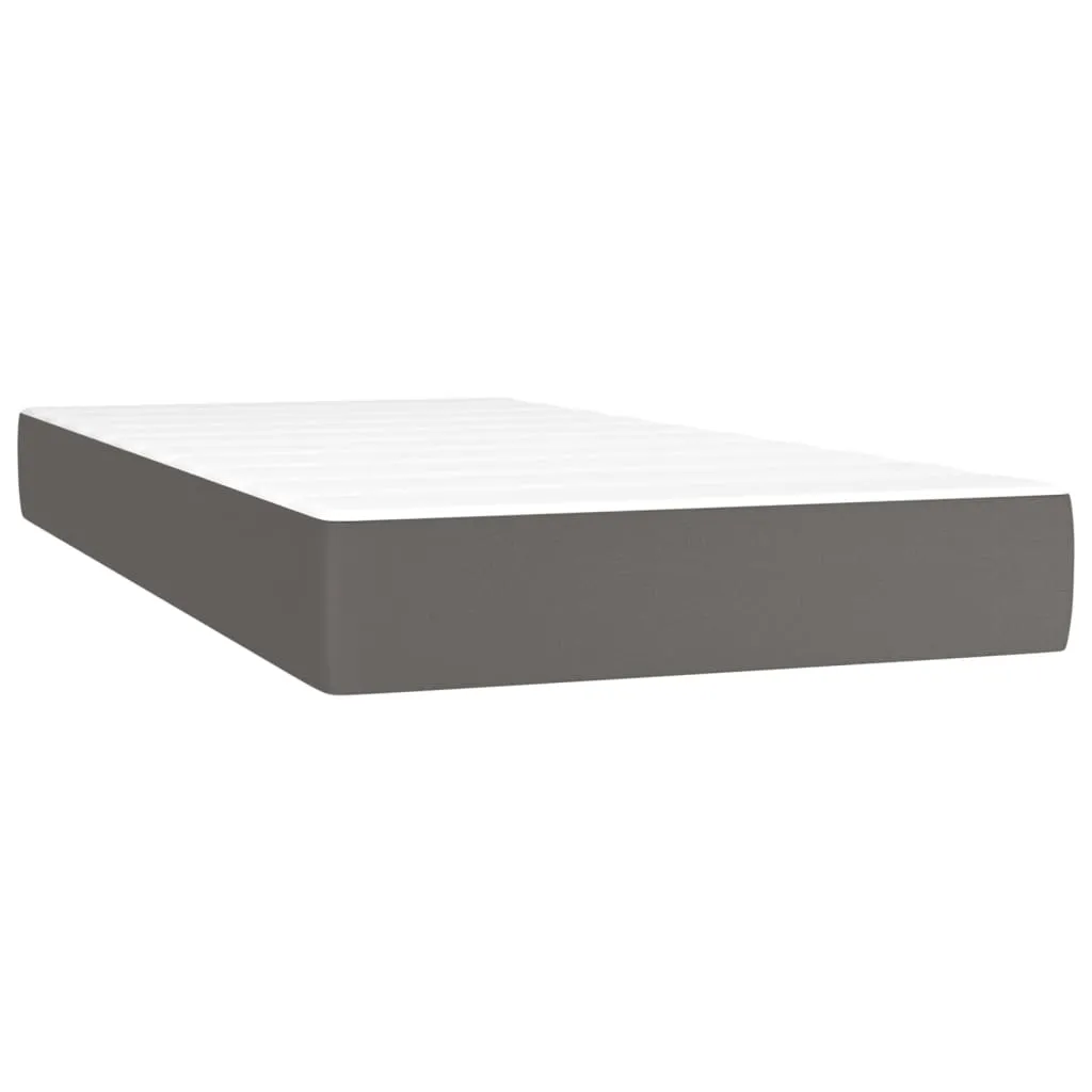 Boxspringbett mit Matratze, LED-Streifen, Kunstleder, Grau, 90x200