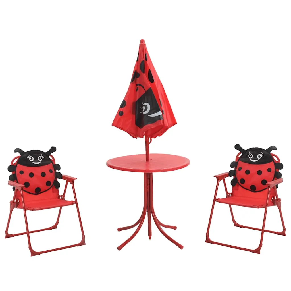 3-tlg. Garten-Bistro-Set für Kinder mit Sonnenschirm Rot