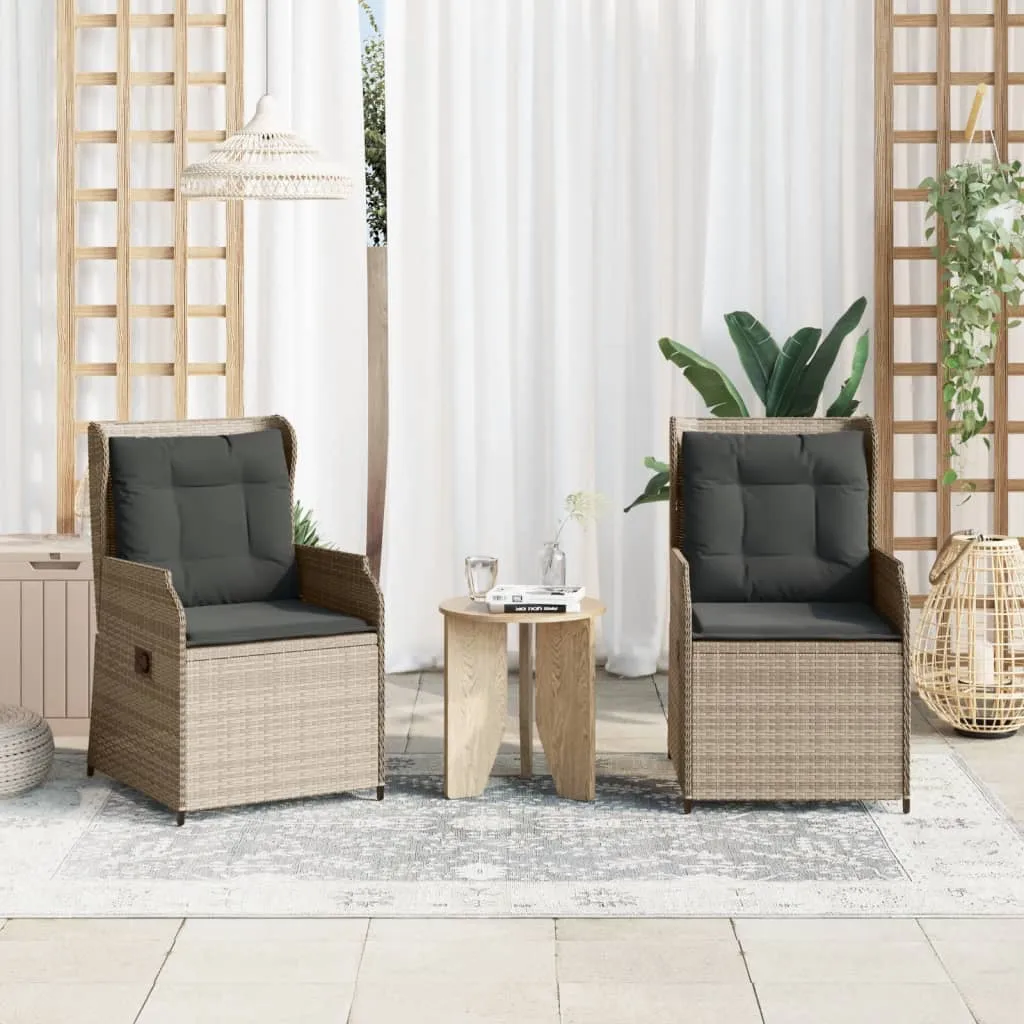 Verstellbarer Gartenstuhl Hellgrau 55x67x95 cm mit PE-Rattan & Stahlrahmen