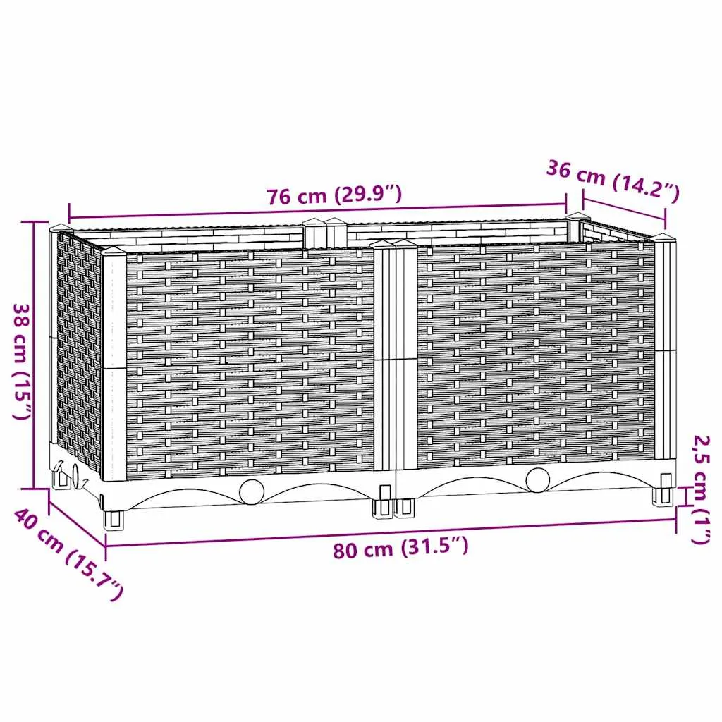 Hochbeet aus PP Braun 80 x 40 x 38 cm