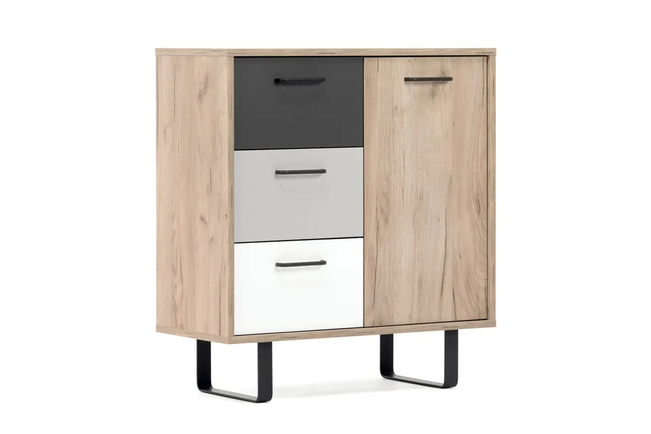 finori Kommode Orlando 80 cm Dekor Grey Craft Oak Farbmix Wohnzimmerkommode