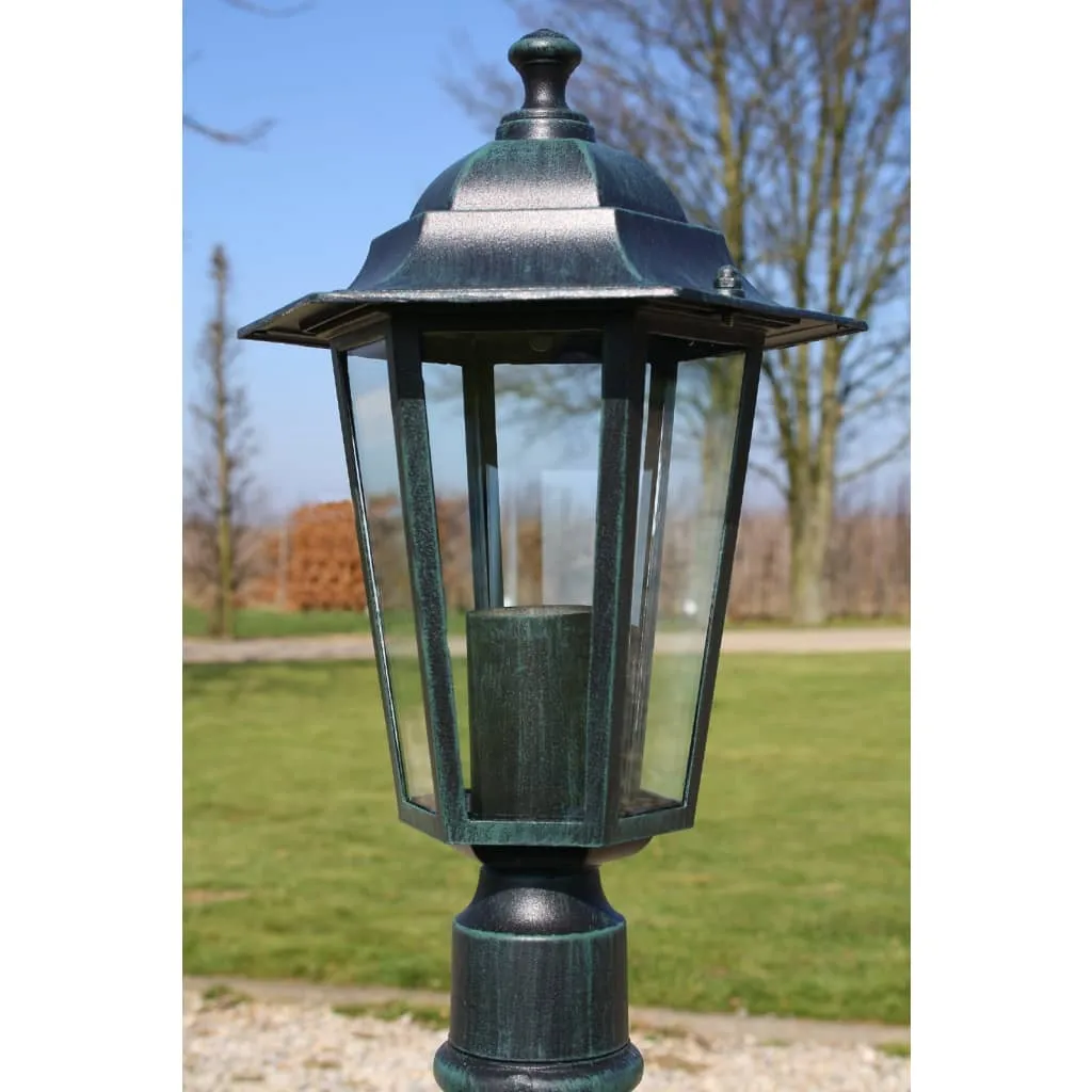Dunkelgrüne Gartenleuchte aus Aluminium und Glas, 105 cm hoch