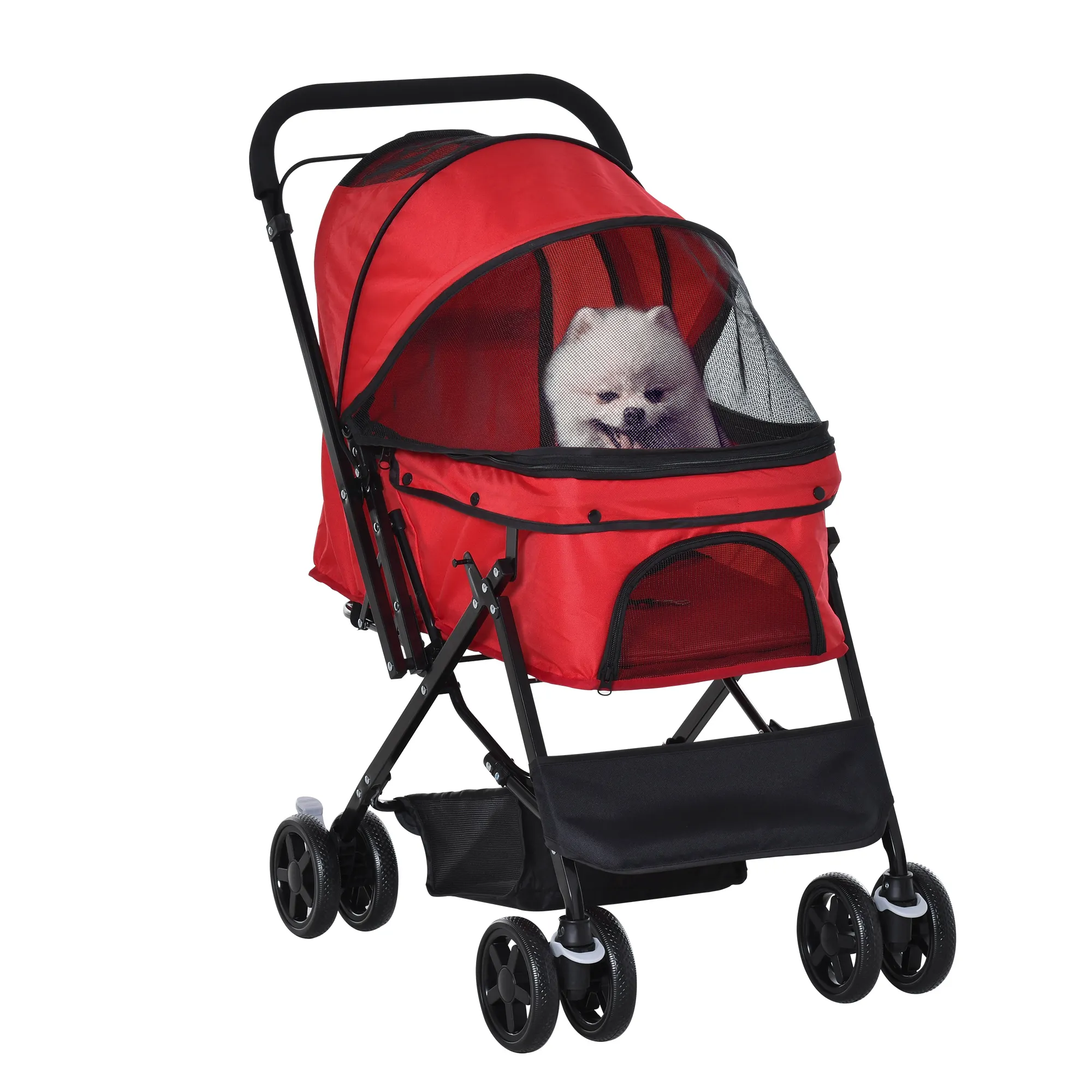 Hundebuggy Hundewagen bis 10kg klappbar verstellbares Vordach Oxford Rot 76,5 x 52 x 95 cm