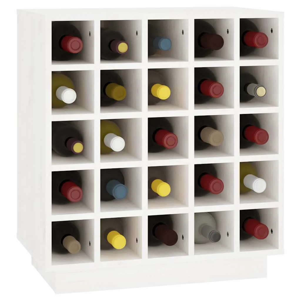 Weinregal aus massivem Kiefernholz Weiß 55,5 x 34 x 61 cm