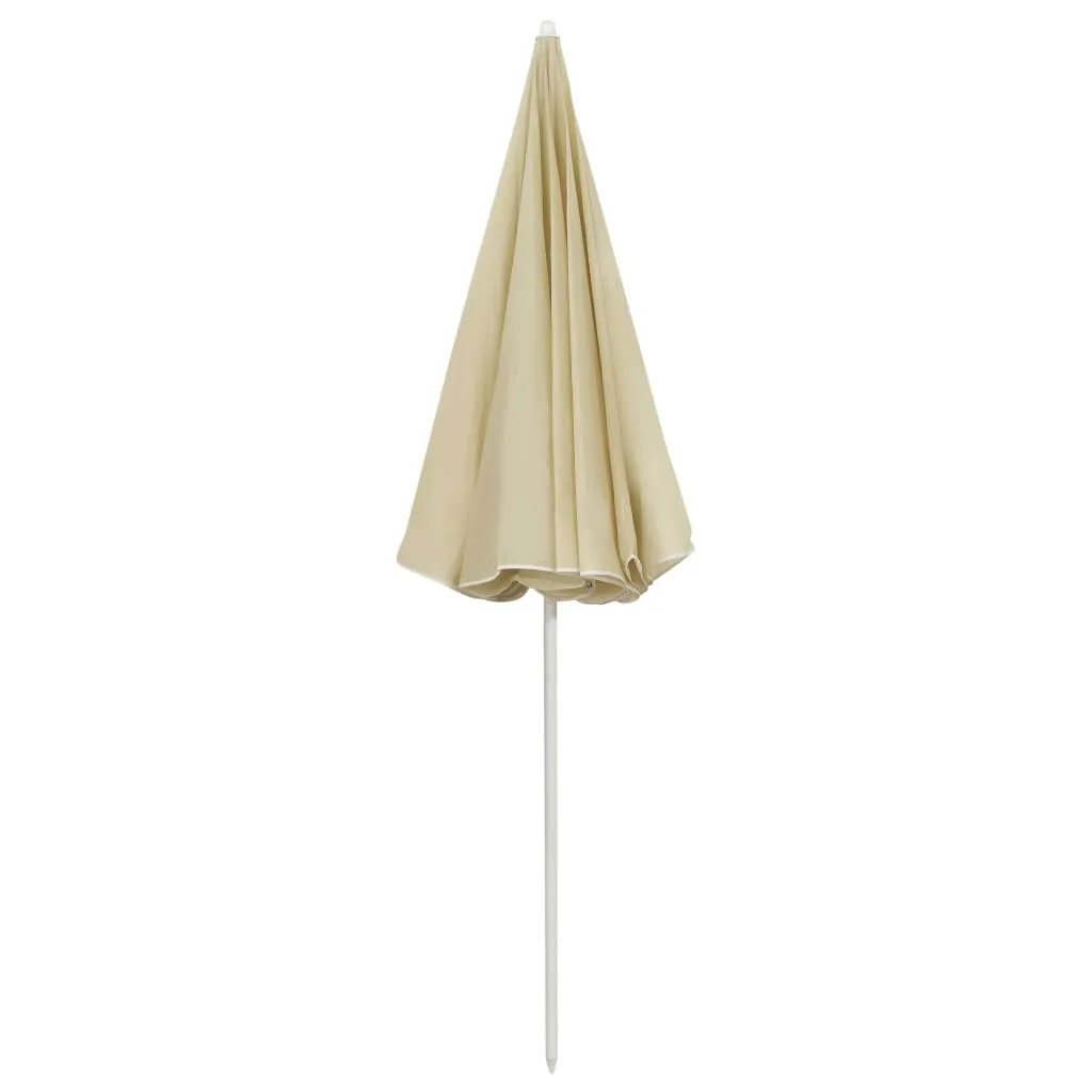 Strandschirm Weiß 240 cm Durchmesser, 220 cm Höhe, Polyester