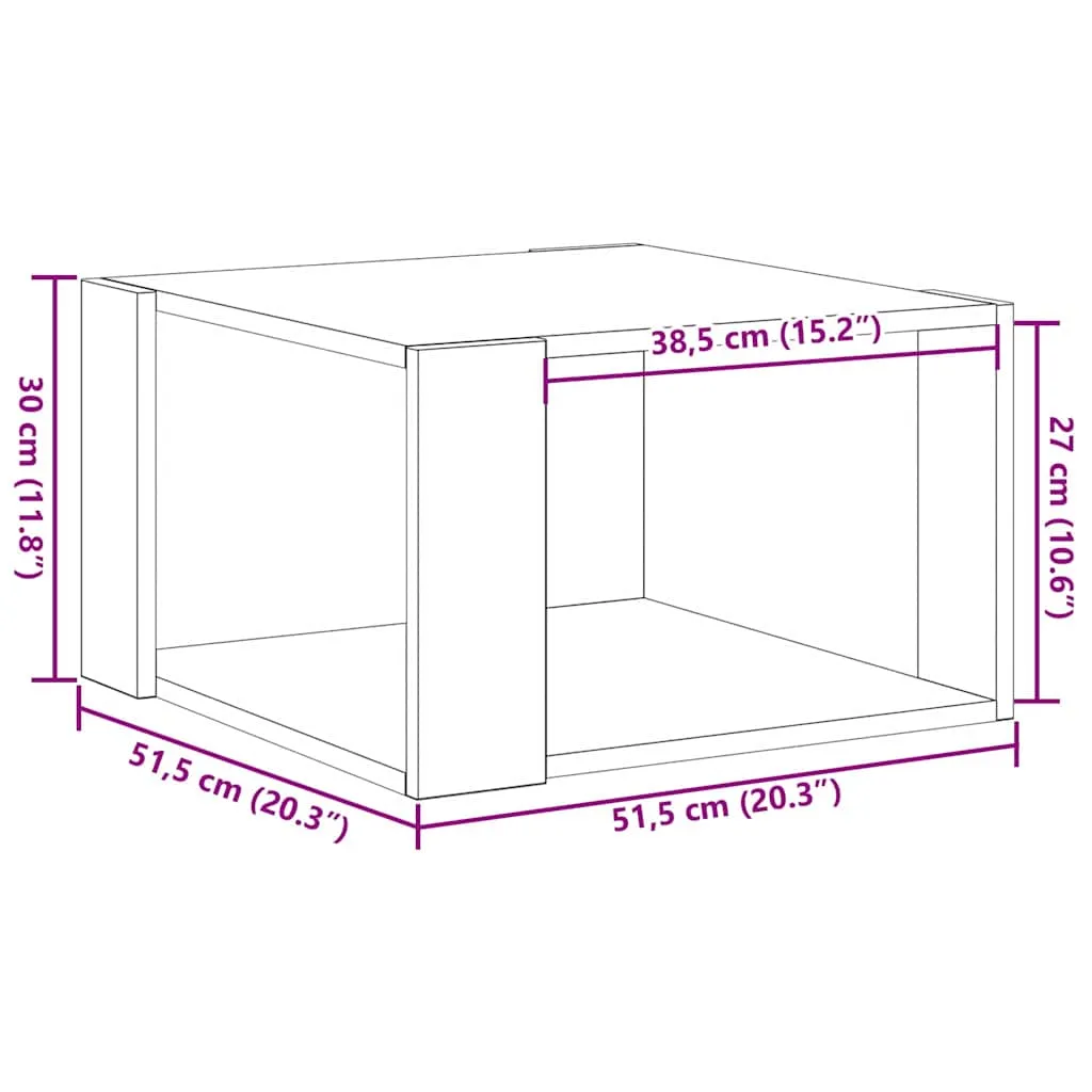 Moderner Couchtisch 51,5x51,5x30 cm Schwarz Massivholz-Optik