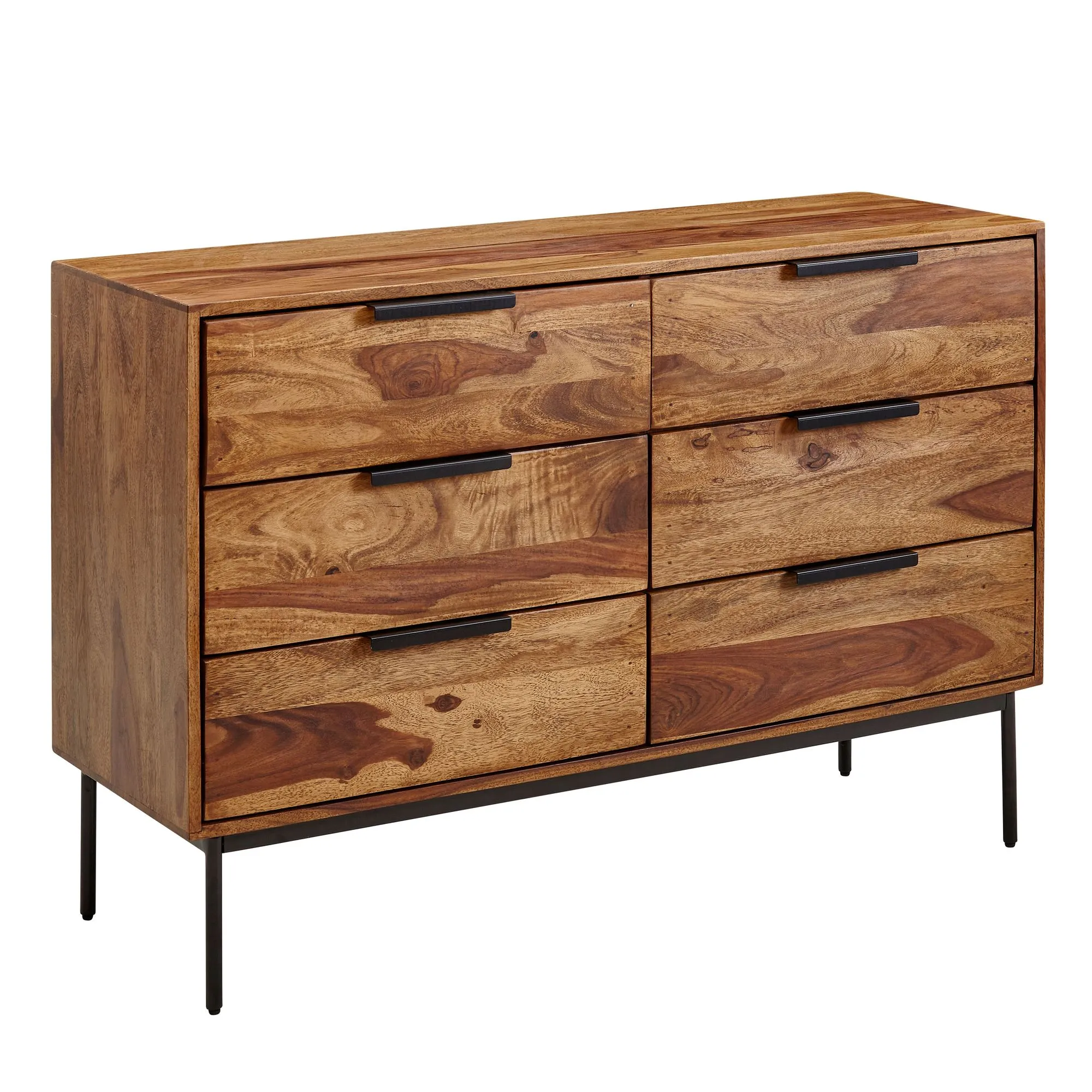 Wohnling Kommode 117x80x42 cm Sheesham Massivholz / Metall Schubladenkommode Wohnling Kommode 117x80x42 cm Sheesham Massivholz / Metall Schubladenkommode