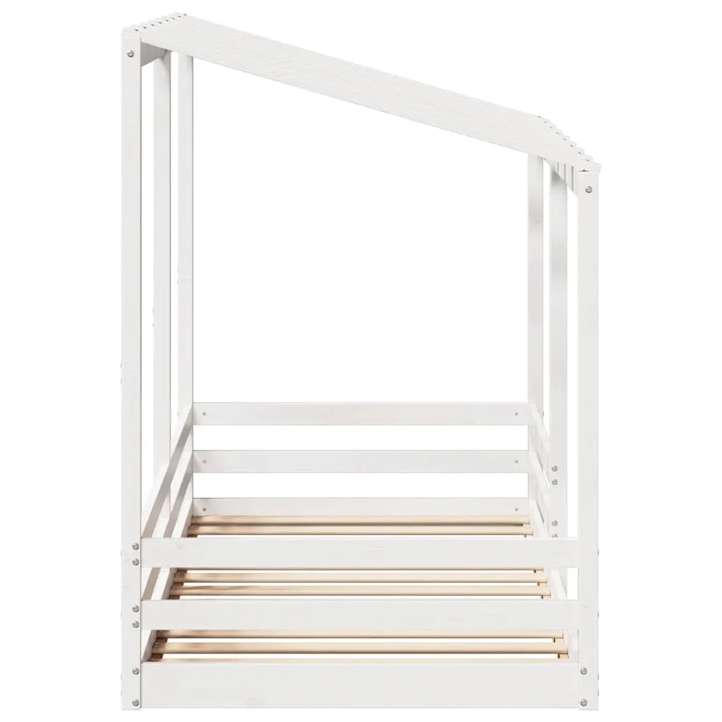 Kinderbett Weiß aus massivem Kiefernholz 205,5 x 107,5 x 138 cm