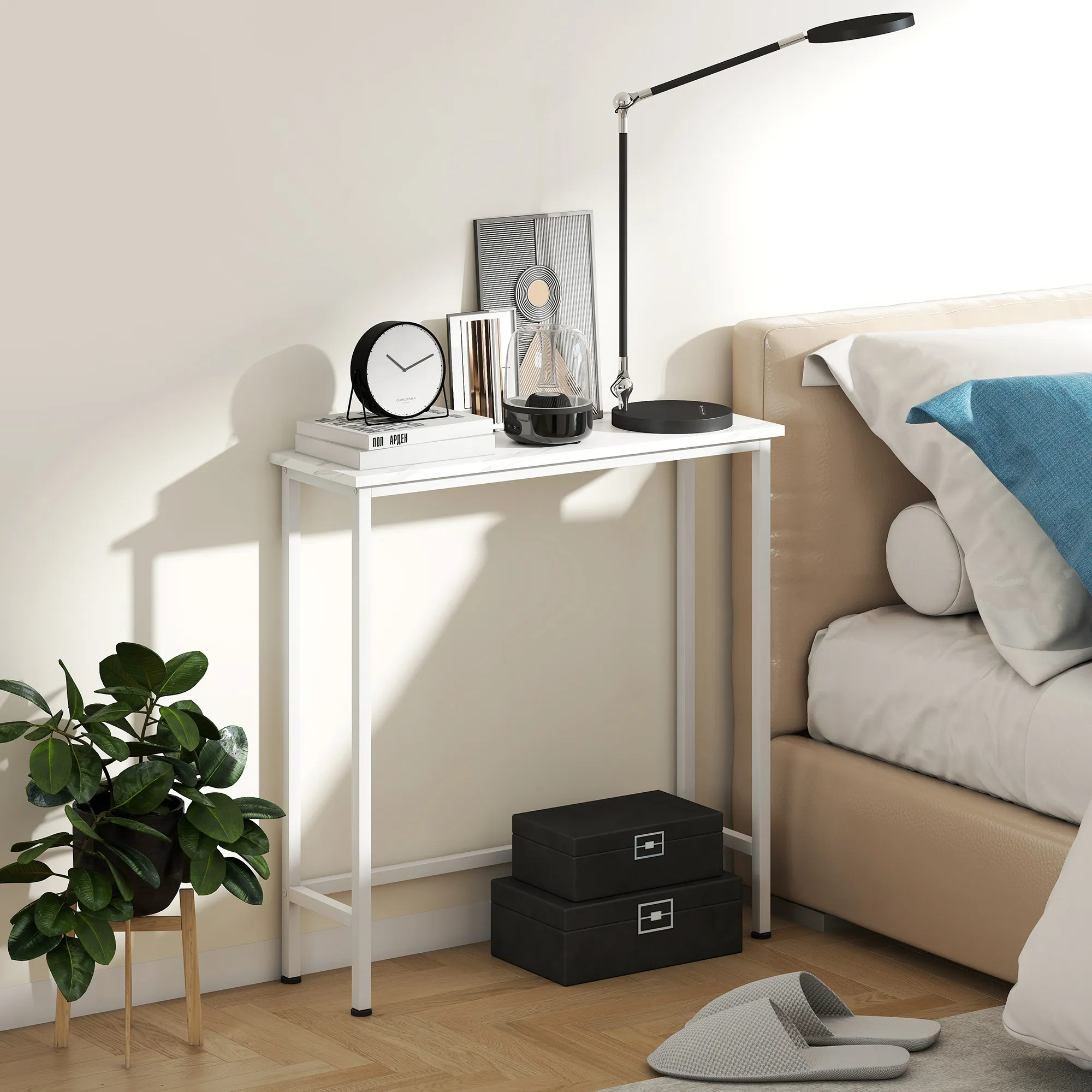 Schmaler Konsolentisch 75L x 24B x 76H cm in Weiß