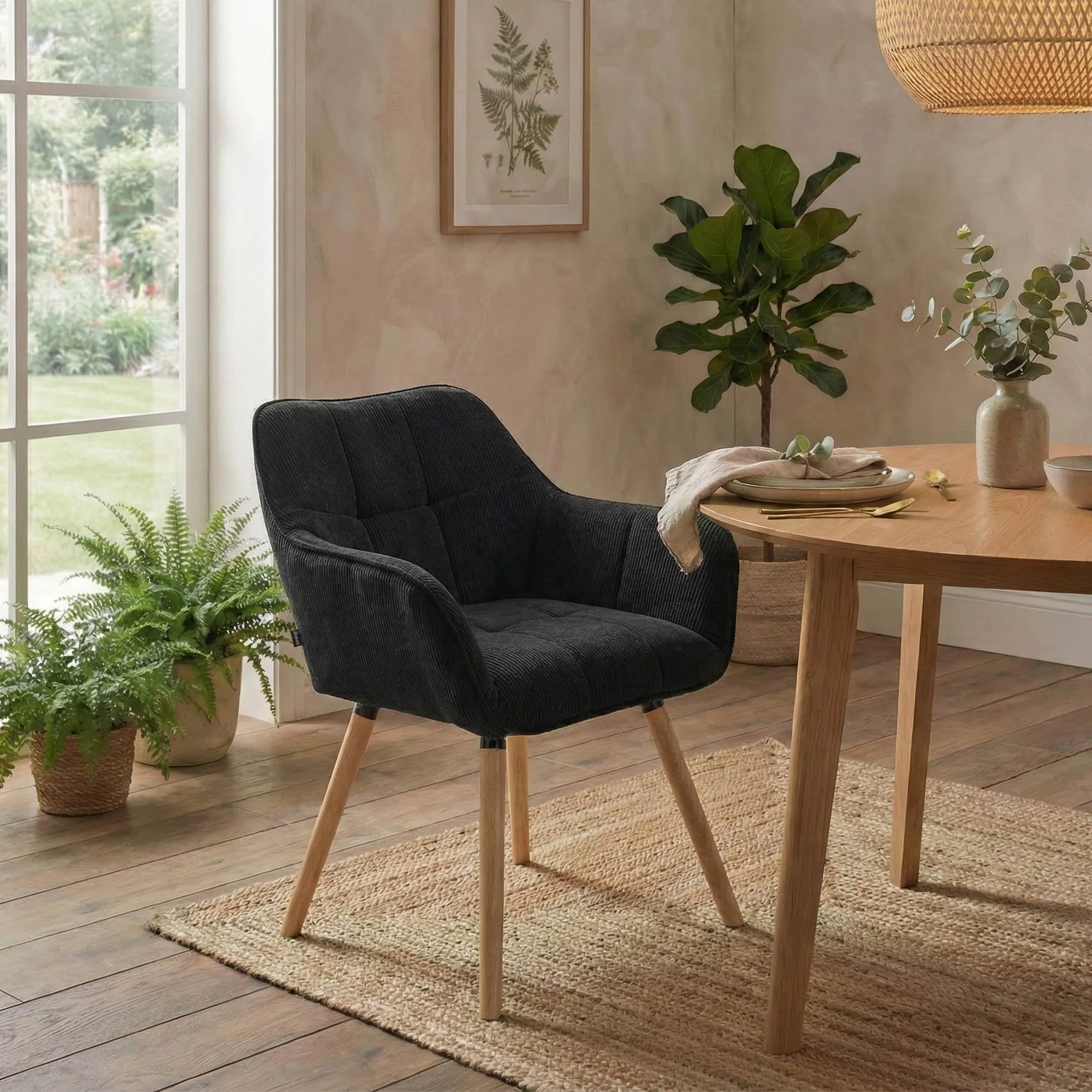 Esszimmerstuhl Vienna Cord 82x65x64 cm schwarz