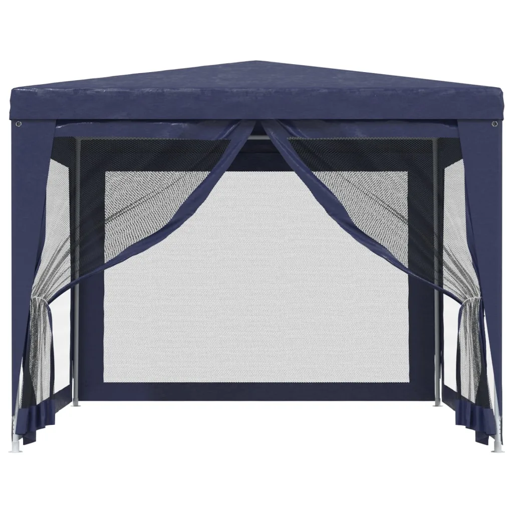 Blaues Partyzelt 300x300x246 cm mit robustem Eisenrahmen und Mesh-Seitenwänden
