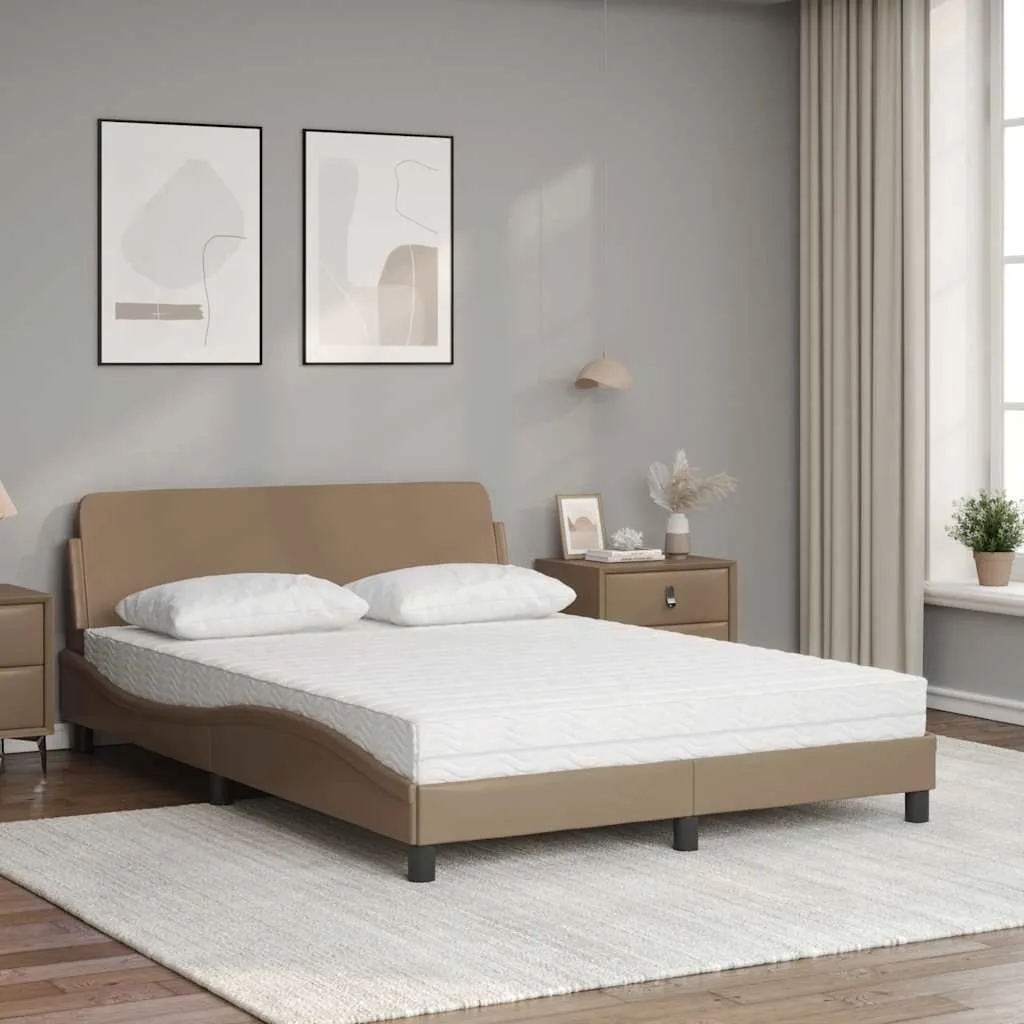 Bettgestell mit Schaumstoffmatratze 218x125x74,5 cm Cappuccino-Braun