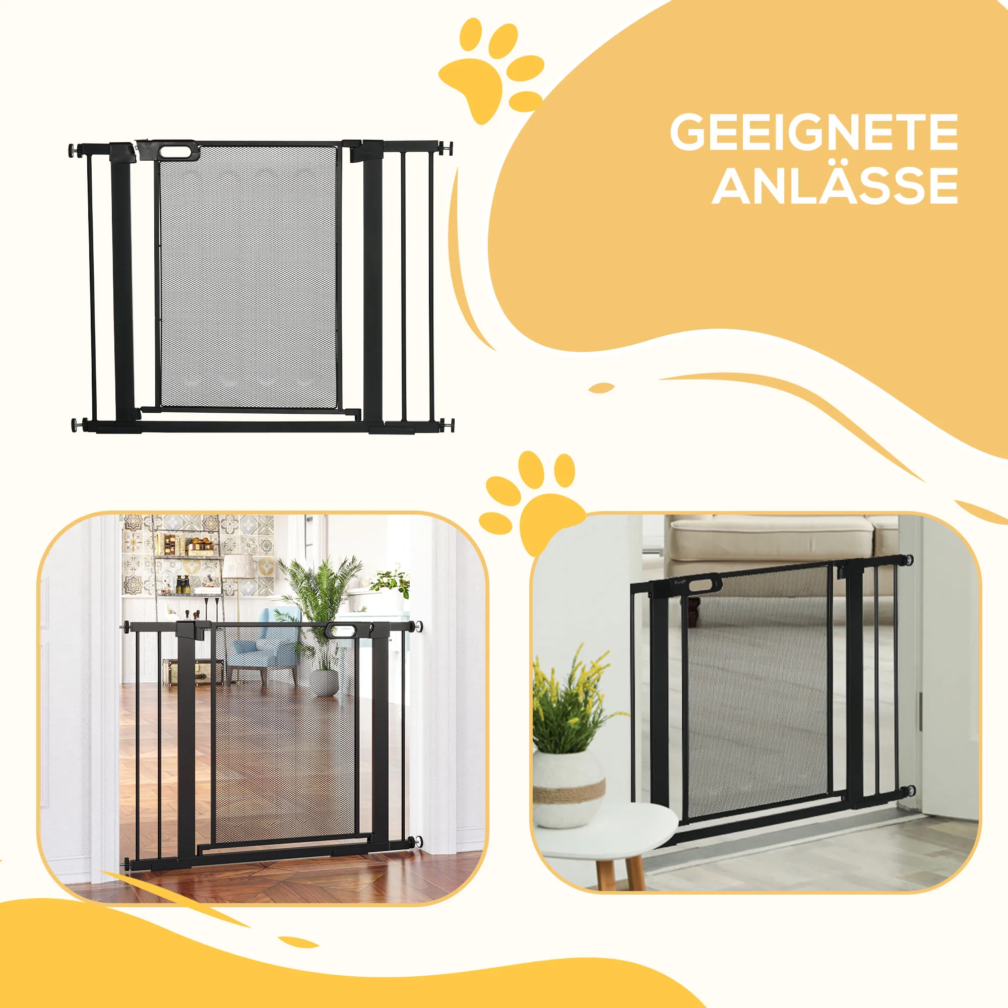 Treppenschutzgitter für Hunde, verstellbar 75-103 cm, Schwarz