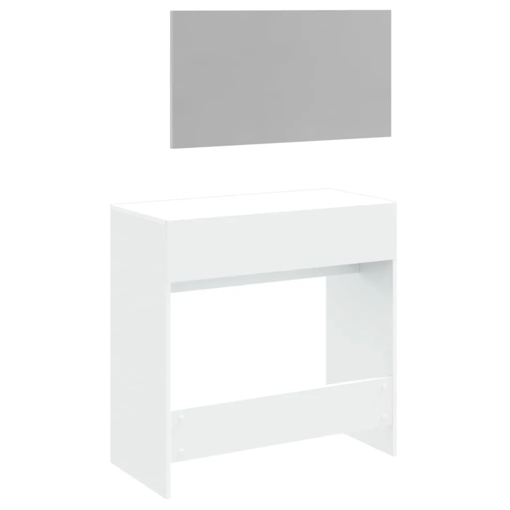 Schminktisch Weiß 80 x 39 x 80 cm aus Holzwerkstoff mit Spiegel