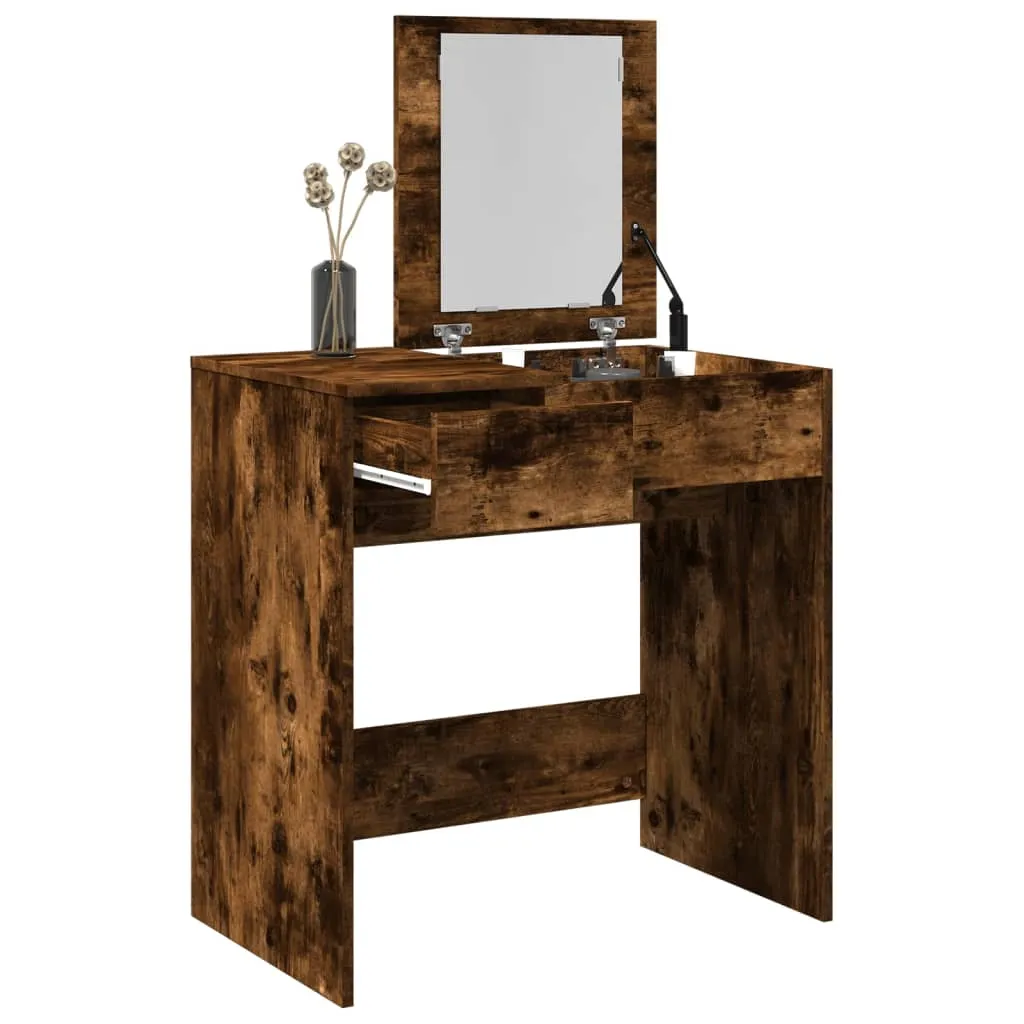 Schminktisch Räuchereiche 73 x 46,5 x 75 cm mit Spiegel und Stauraum