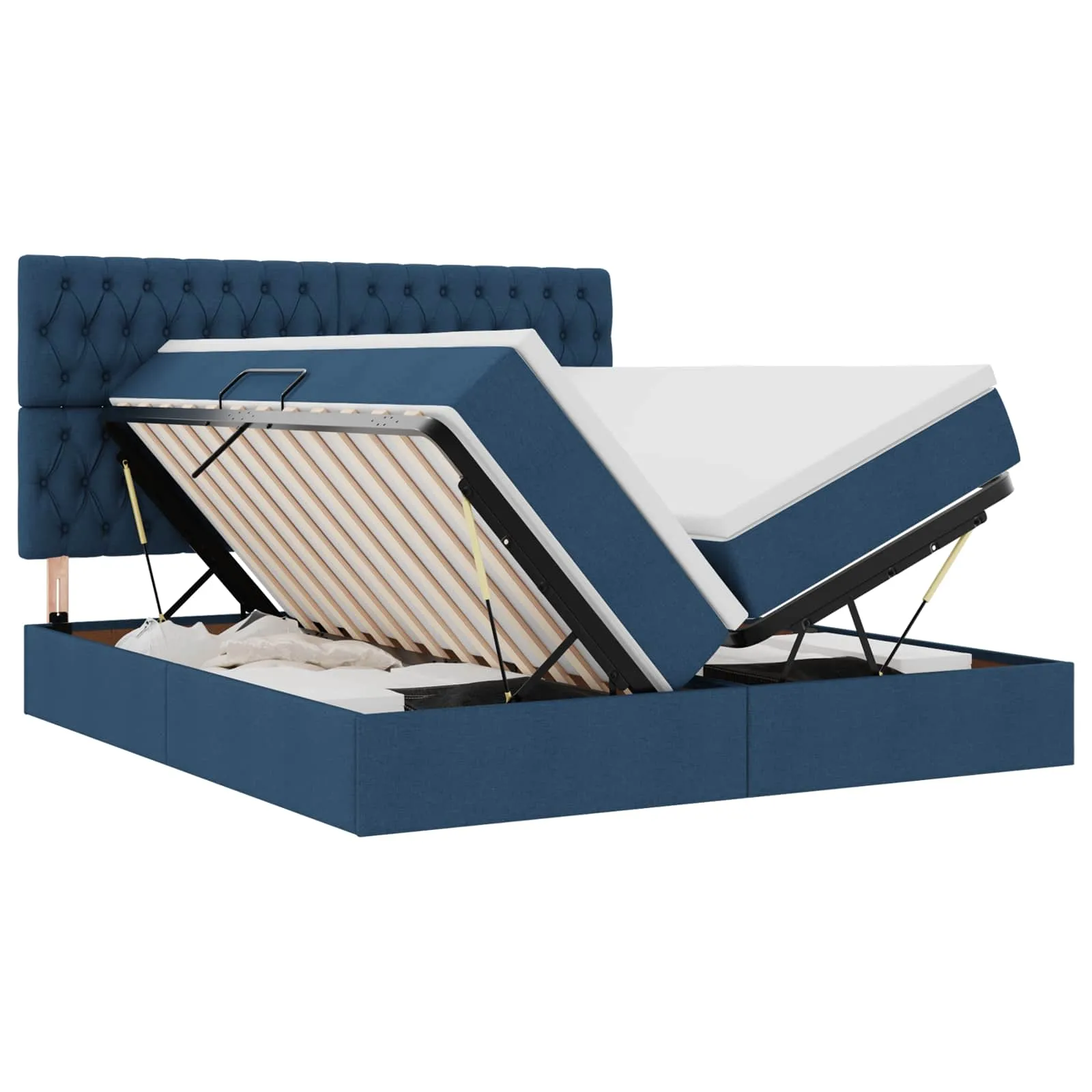 Speicherbett mit Matratze 200 x 200 cm Blau