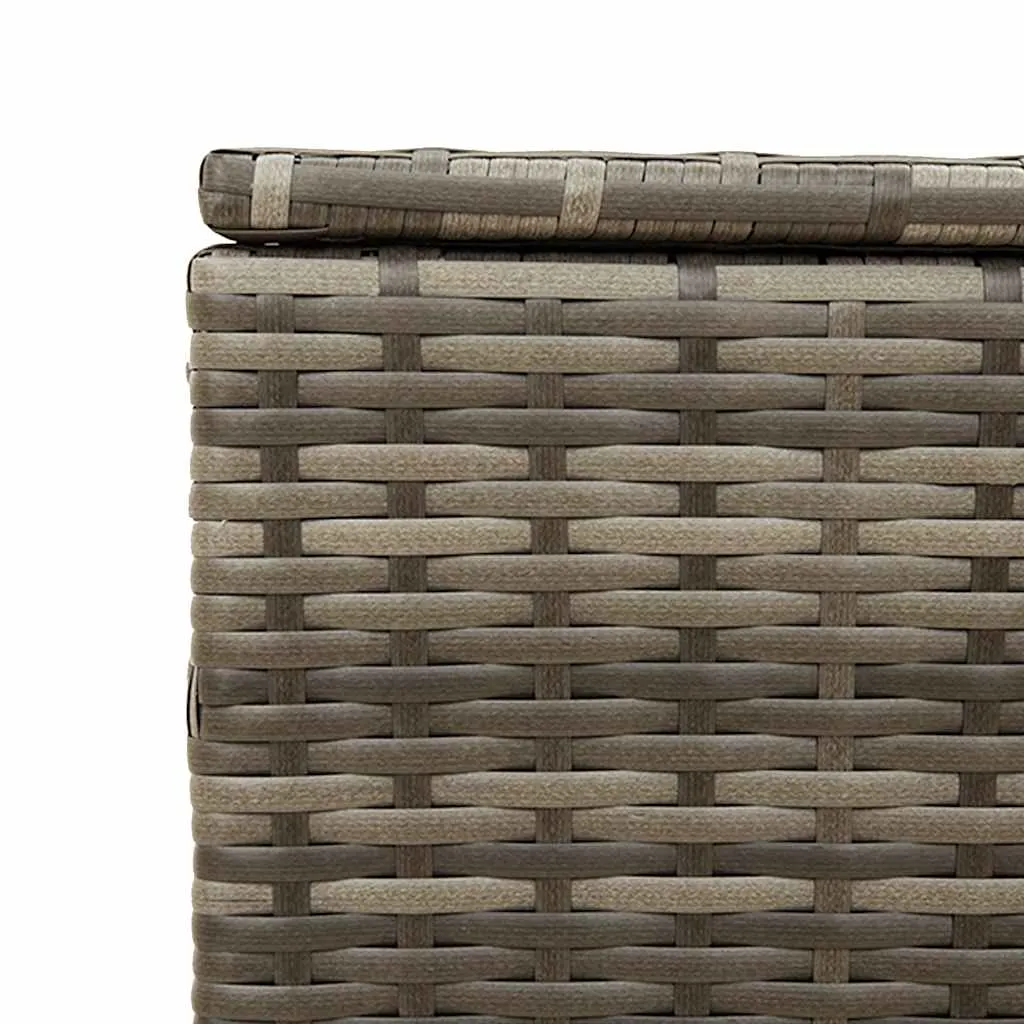 Gartenbox Grau 107x55x50/53 cm mit Echtholz und PE-Rattan