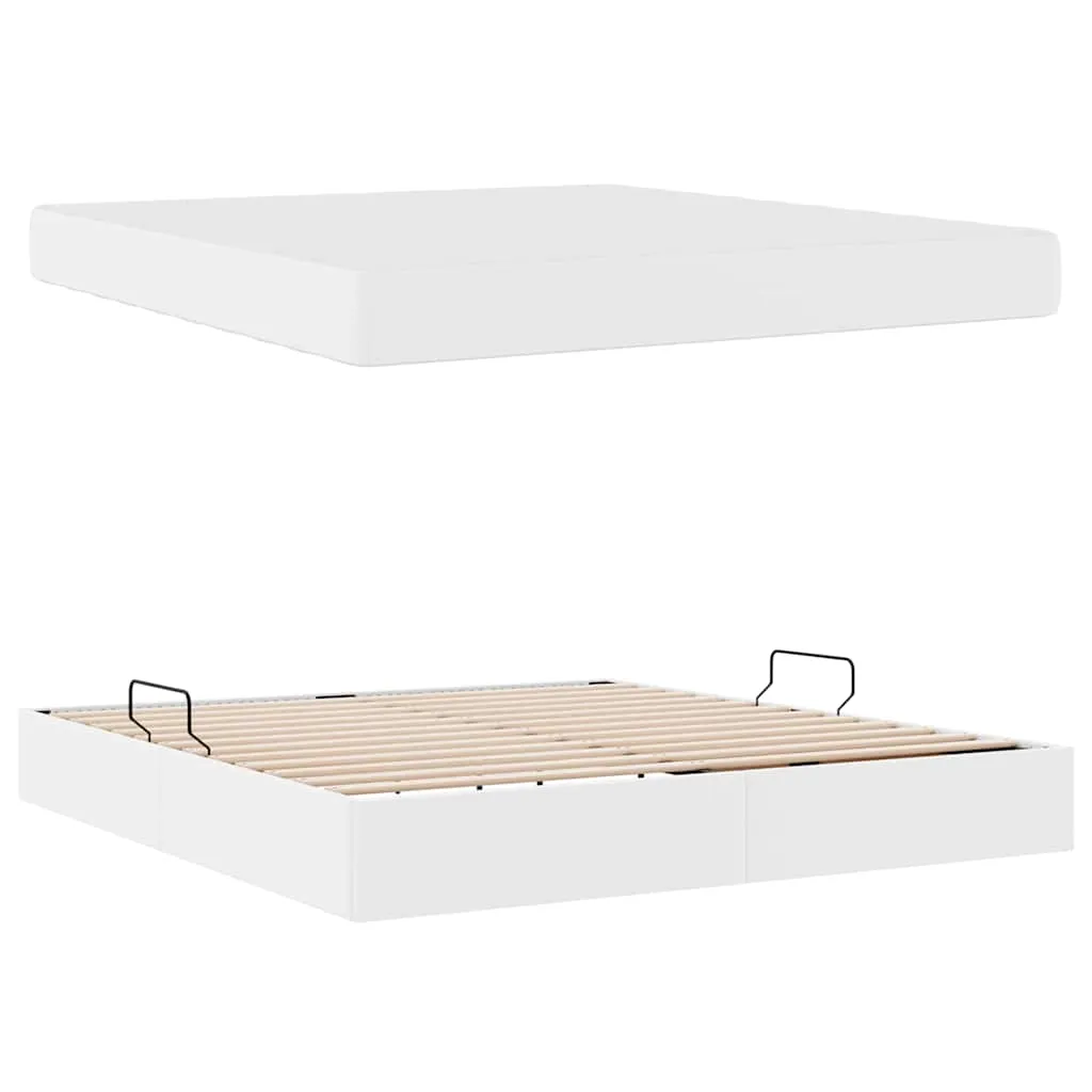 Aufbewahrungsbett mit Matratze 204 x 180 x 43,5 cm Weiß
